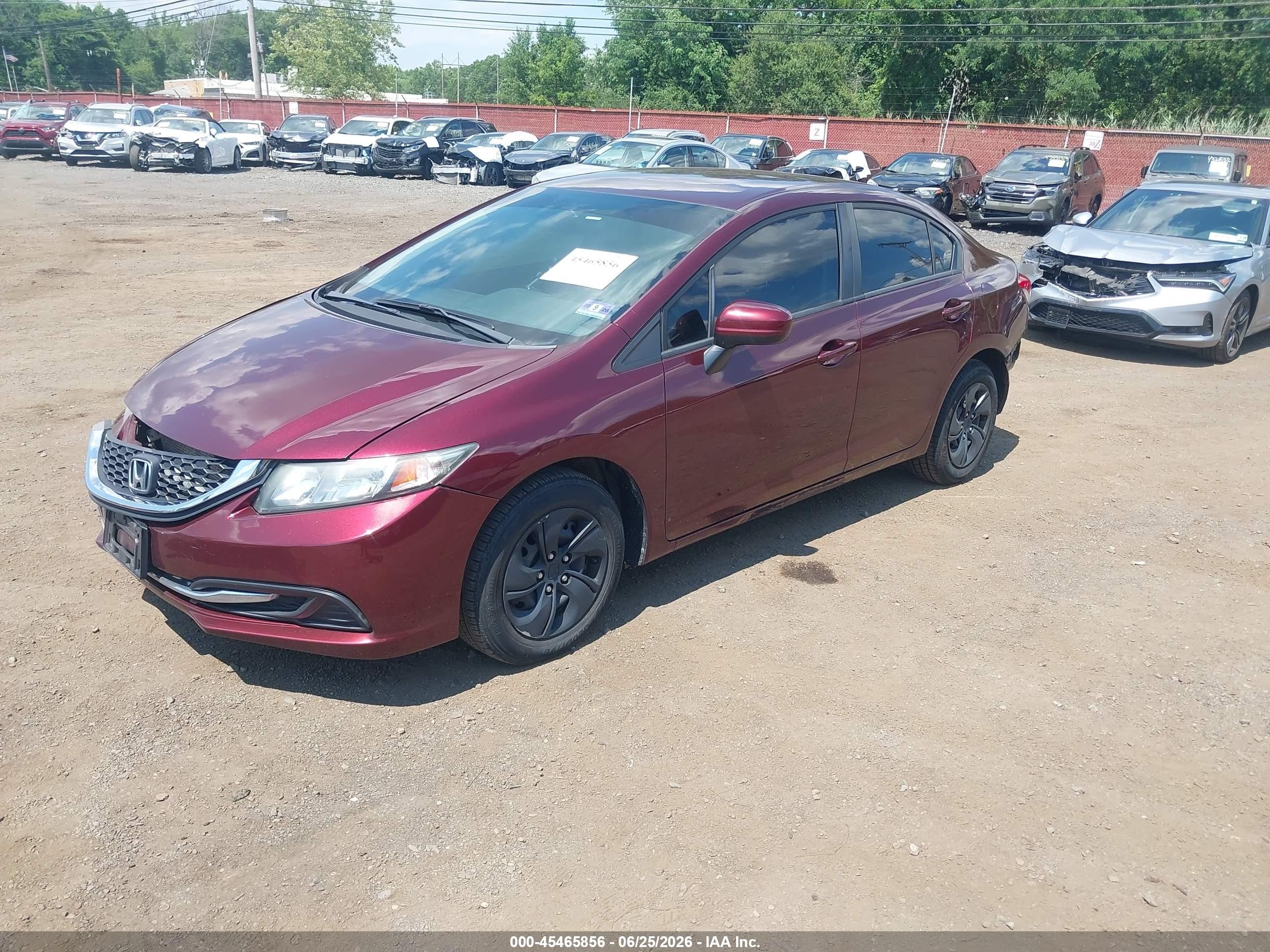 2015 Honda Civic Lx Burgundy vin: 19XFB2F55FE285460