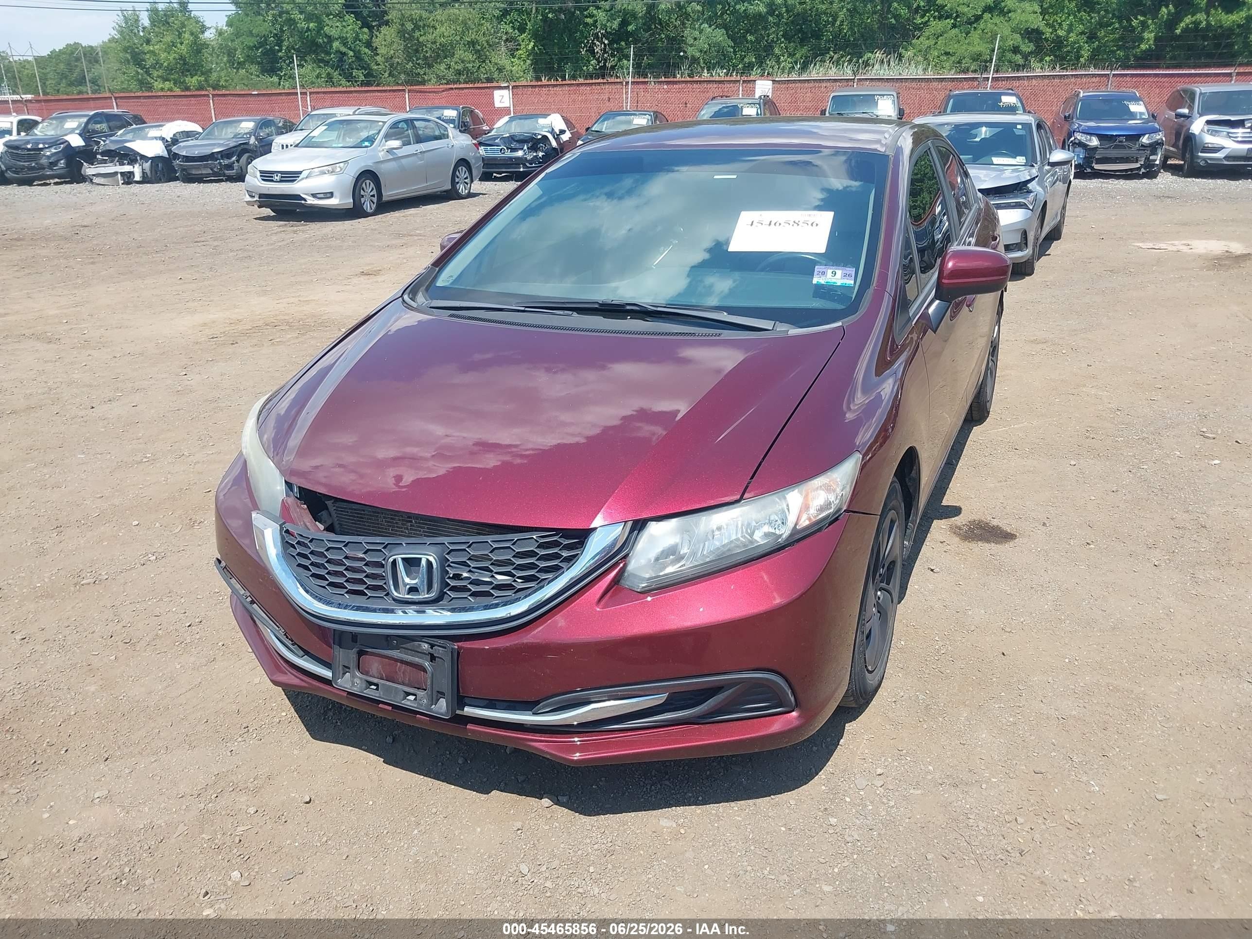 2015 Honda Civic Lx Burgundy vin: 19XFB2F55FE285460