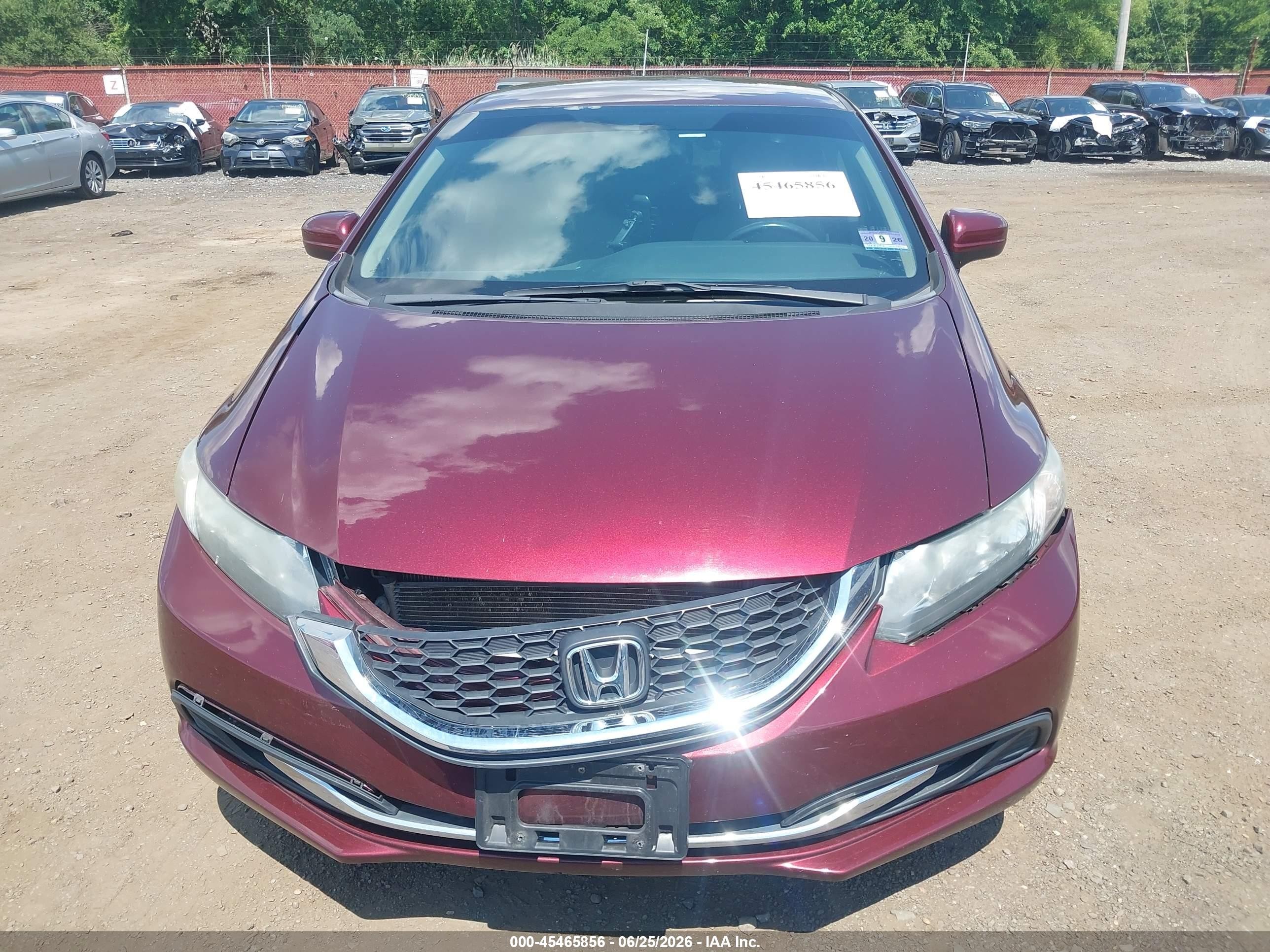 2015 Honda Civic Lx Burgundy vin: 19XFB2F55FE285460