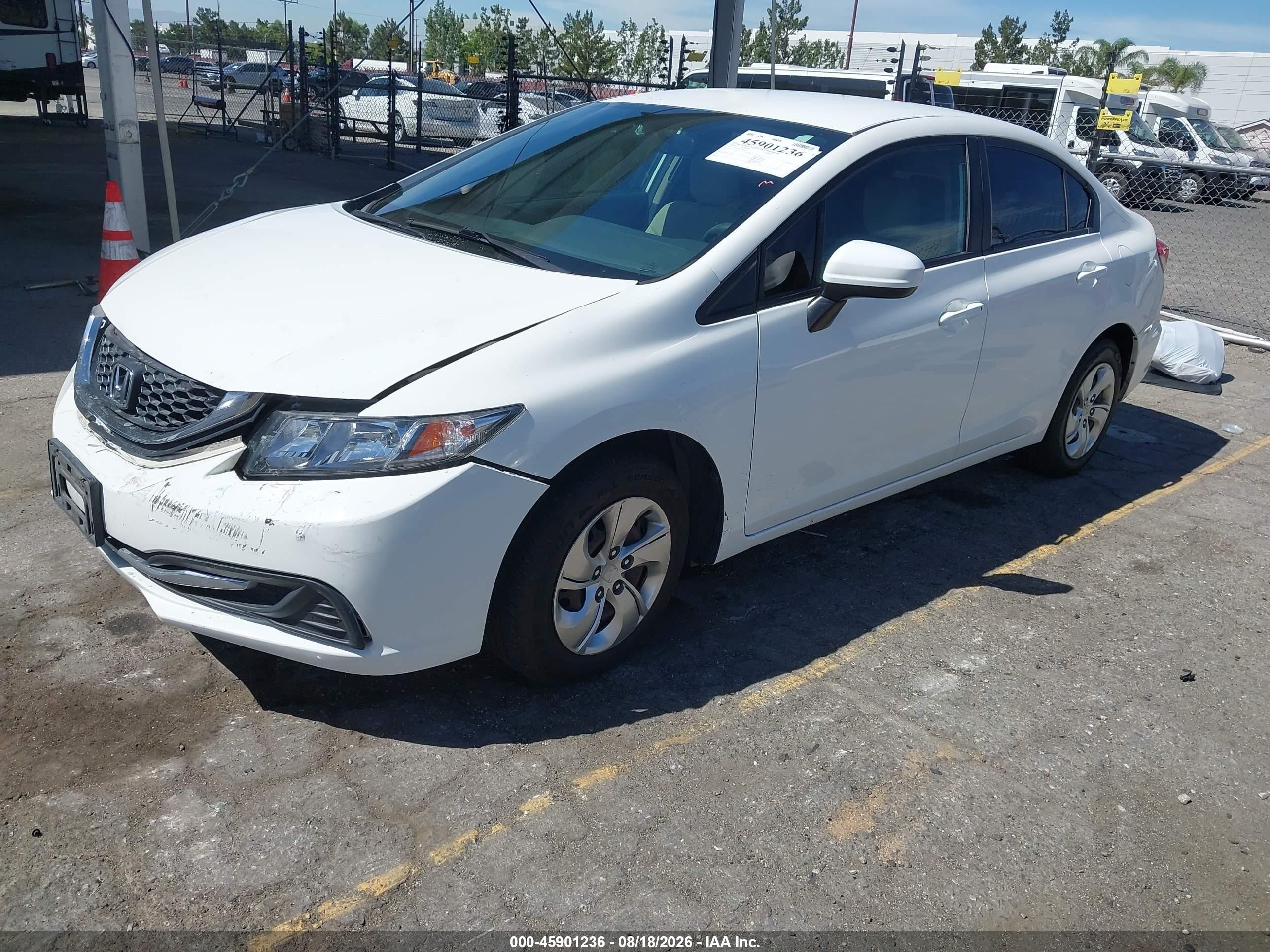 2015 Honda Civic Lx White vin: 19XFB2F55FE704021