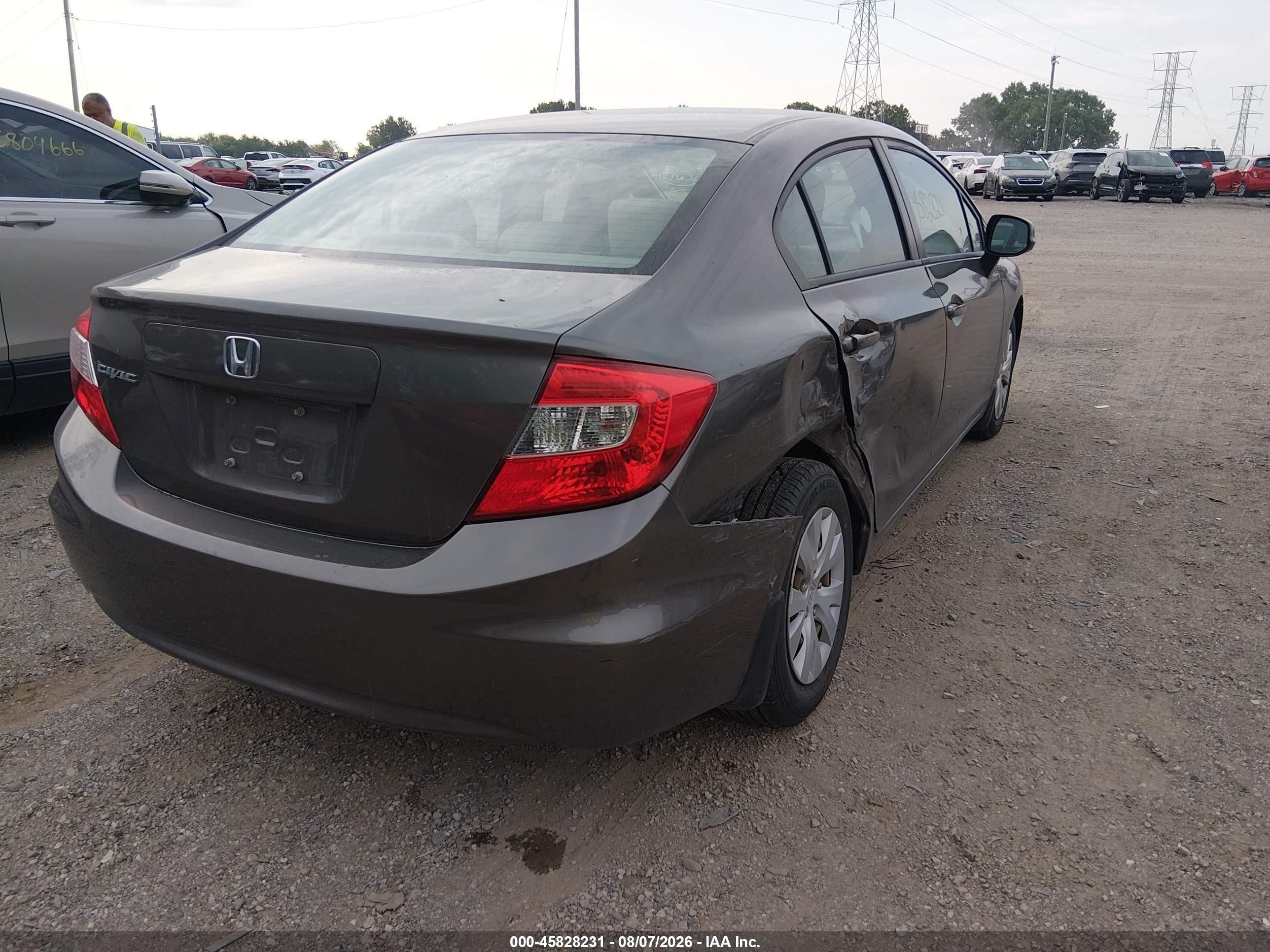 2012 Honda Civic Lx Gray vin: 19XFB2F56CE015178