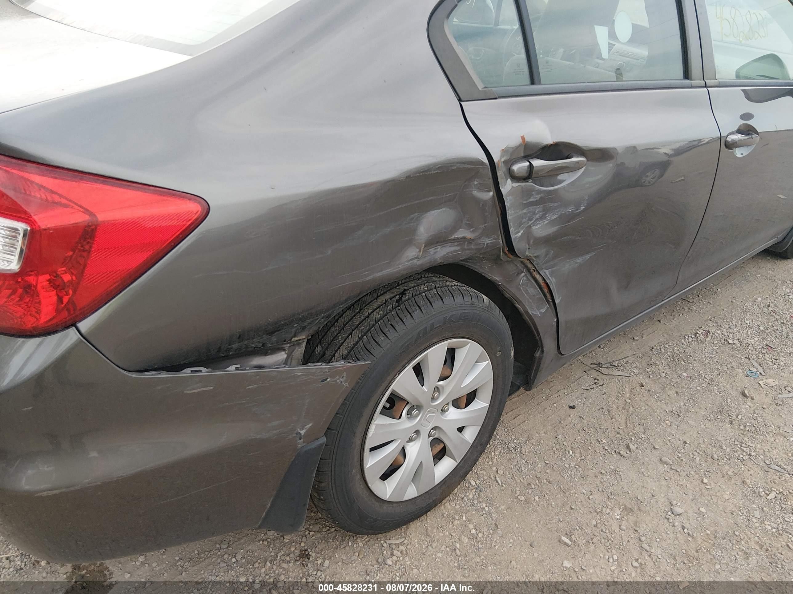 2012 Honda Civic Lx Gray vin: 19XFB2F56CE015178