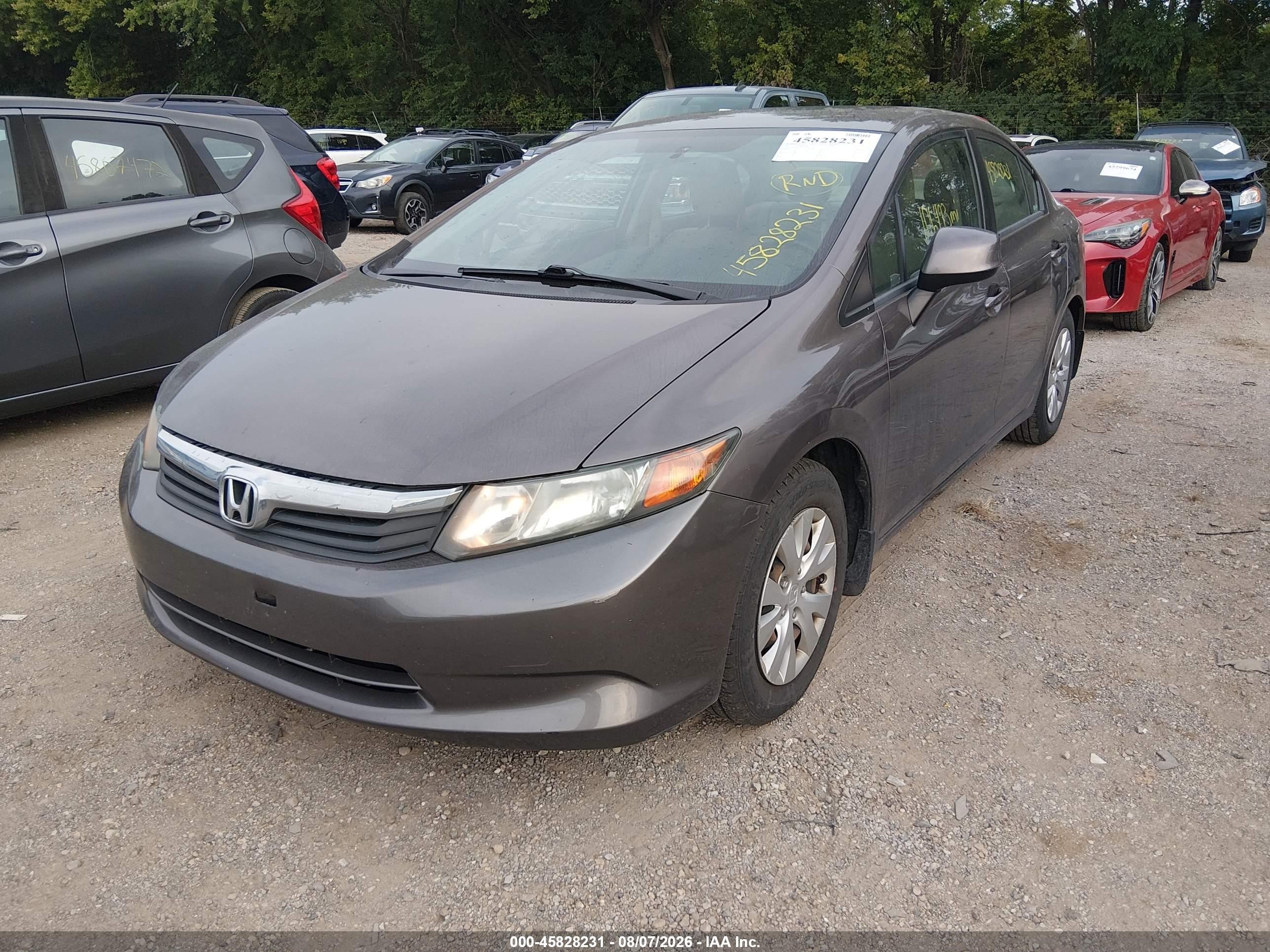 2012 Honda Civic Lx Gray vin: 19XFB2F56CE015178