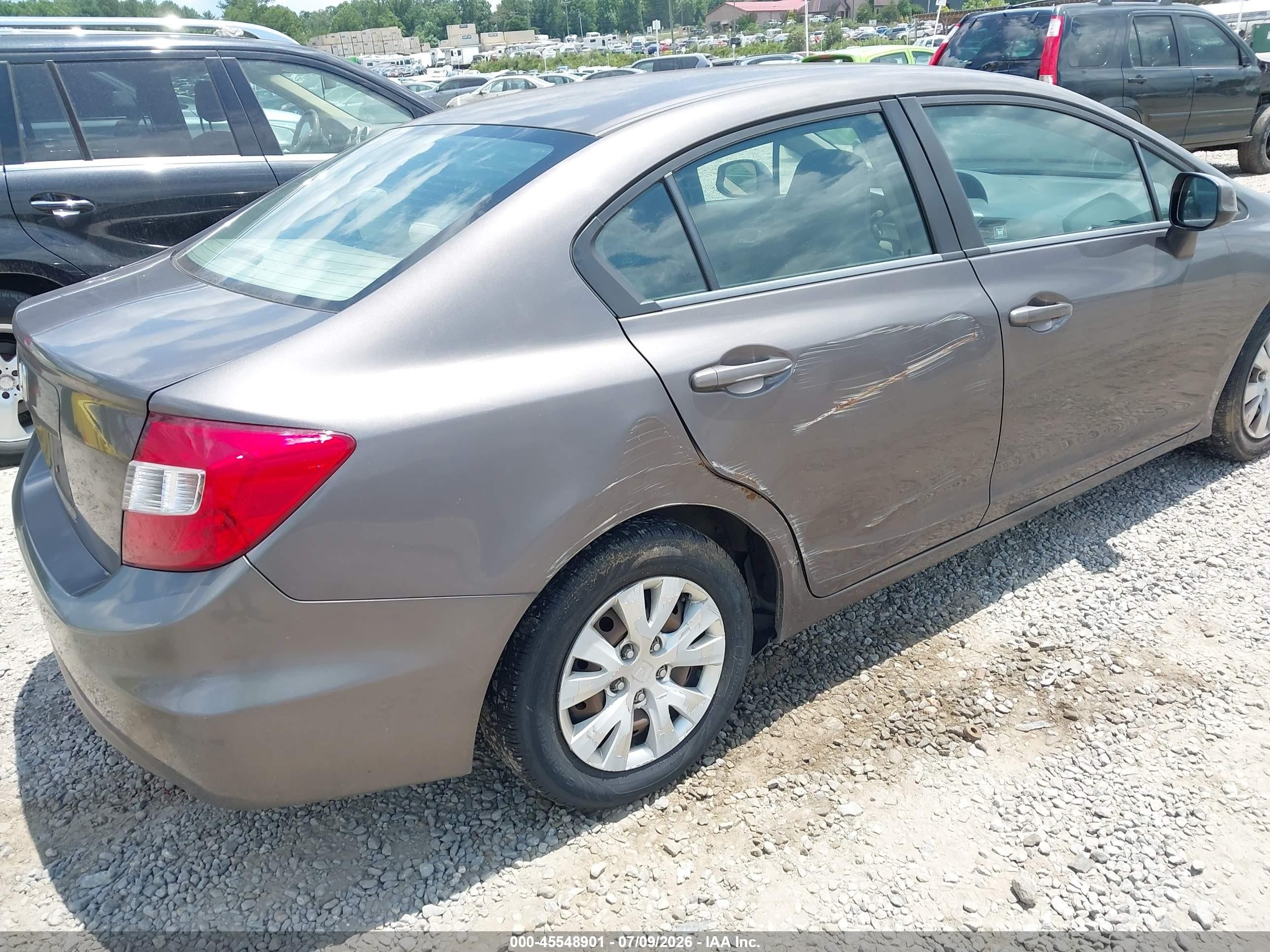 2012 Honda Civic Lx Gray vin: 19XFB2F56CE054479