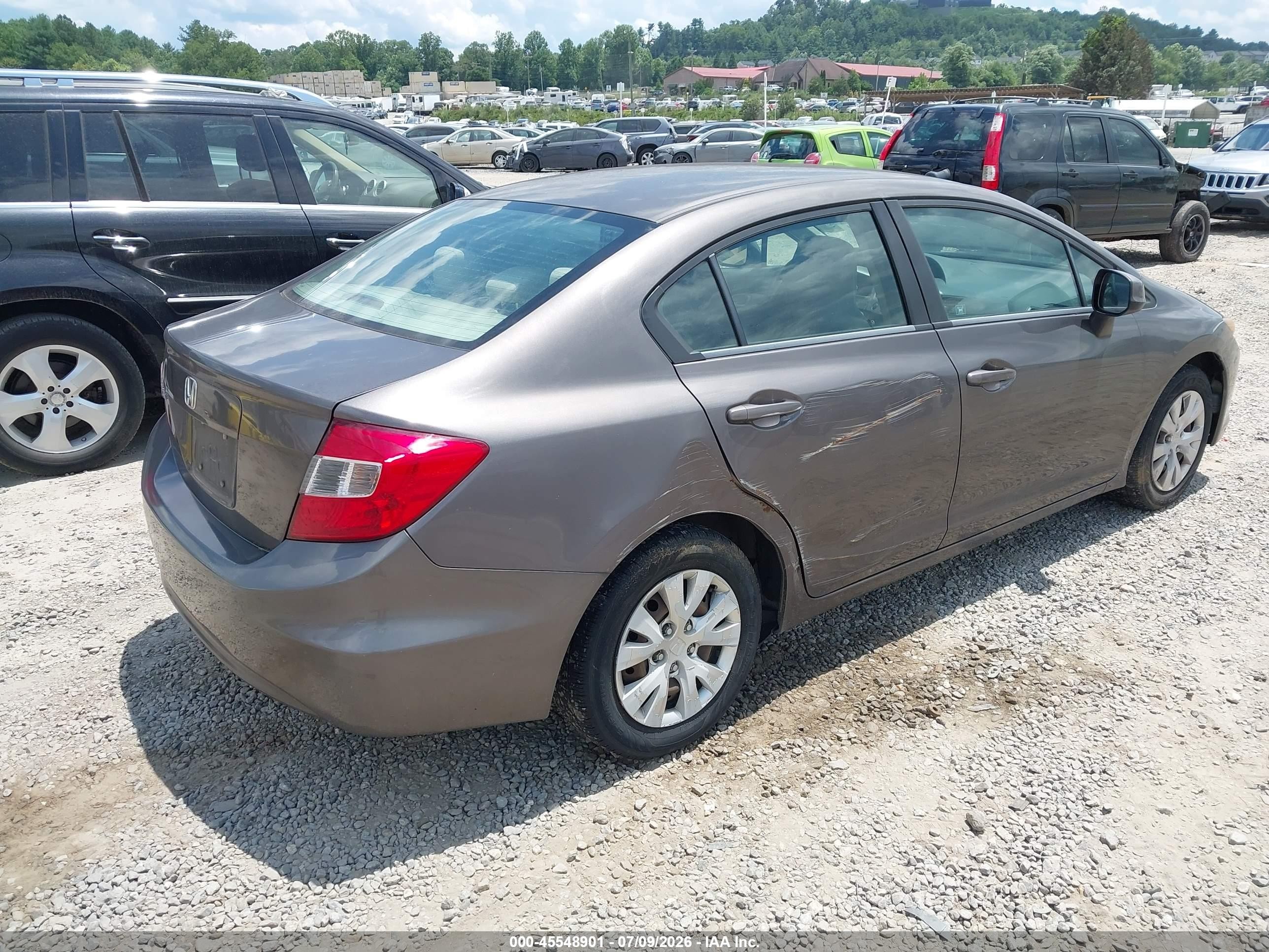 2012 Honda Civic Lx Gray vin: 19XFB2F56CE054479