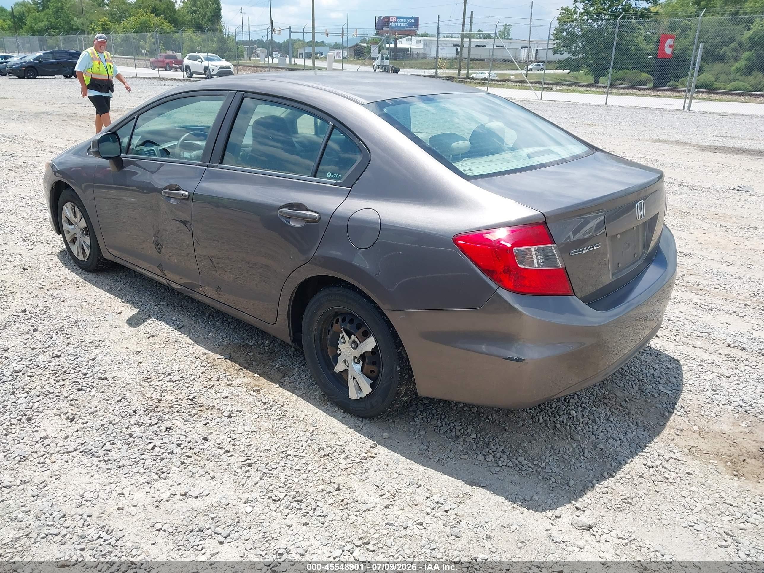 2012 Honda Civic Lx Gray vin: 19XFB2F56CE054479