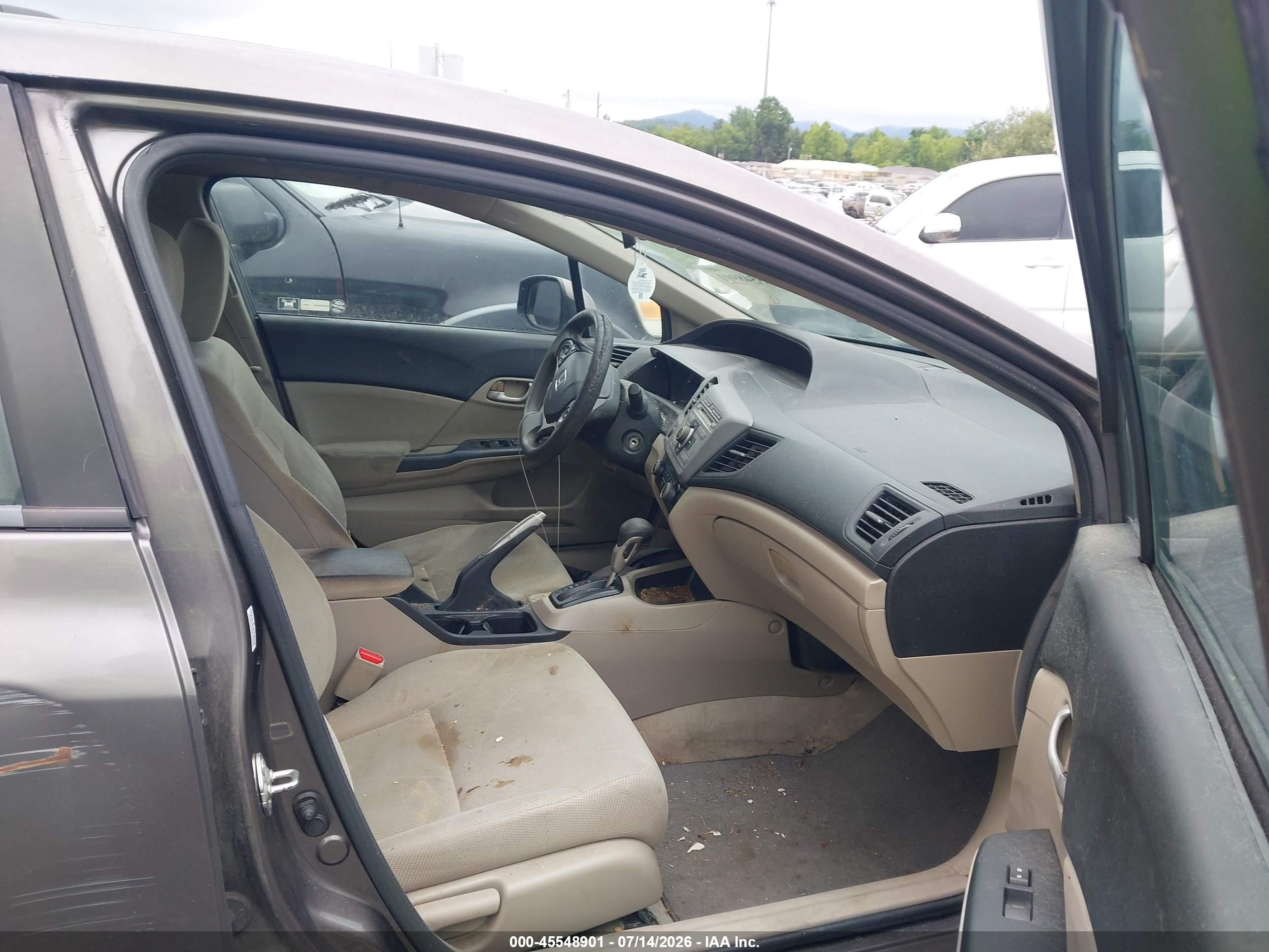 2012 Honda Civic Lx Gray vin: 19XFB2F56CE054479