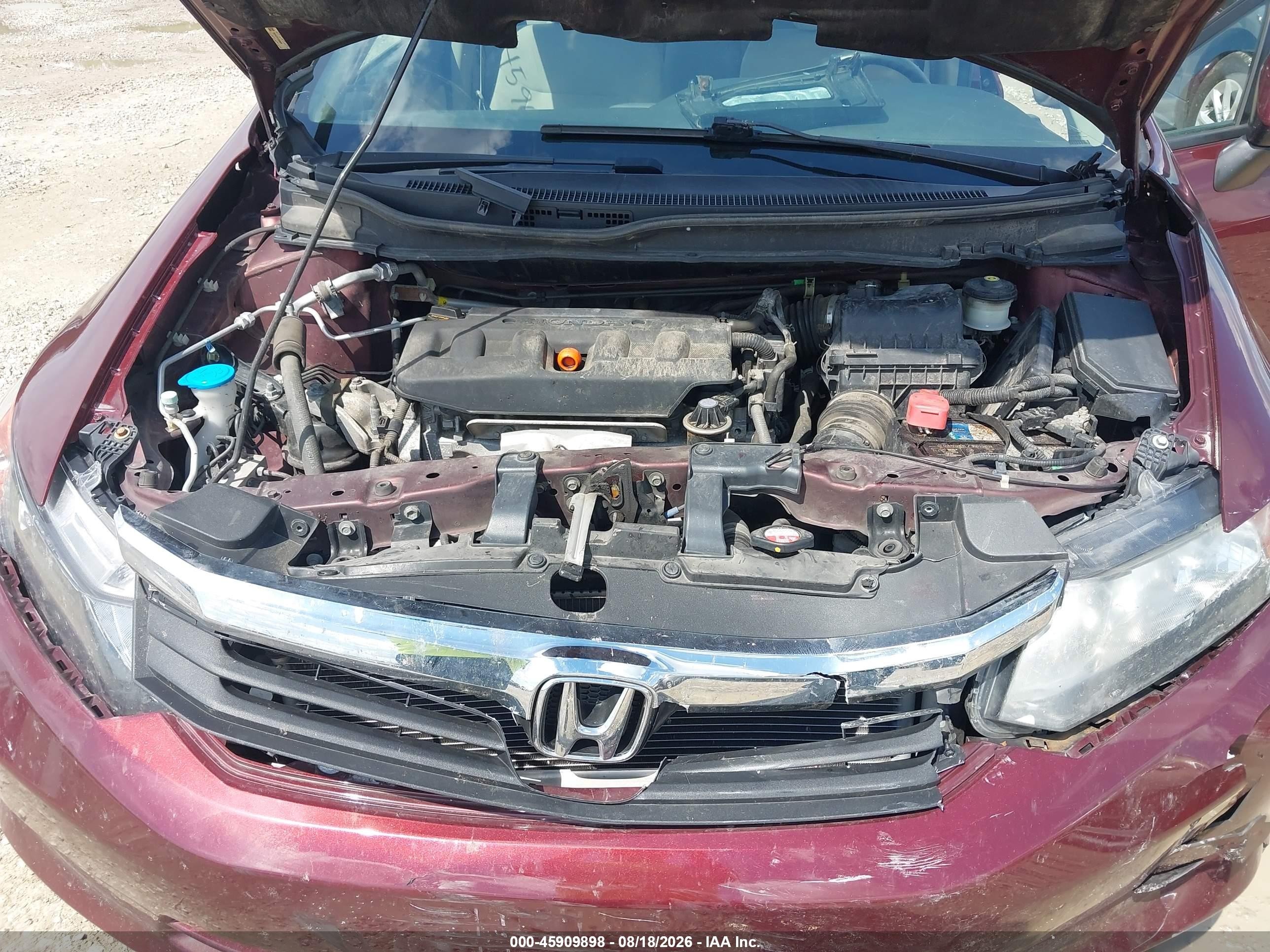 2012 Honda Civic Lx Maroon vin: 19XFB2F56CE070715