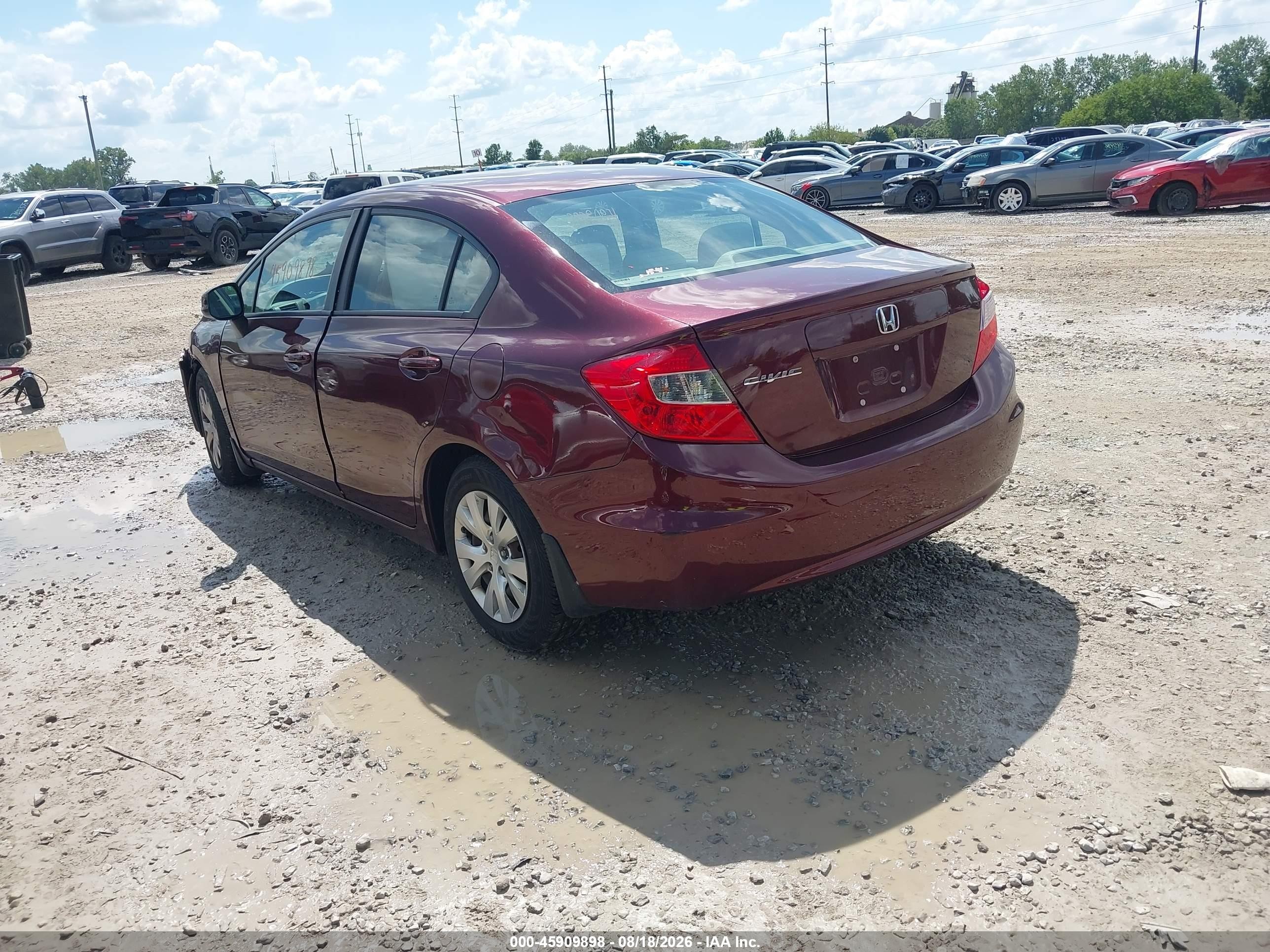 2012 Honda Civic Lx Maroon vin: 19XFB2F56CE070715