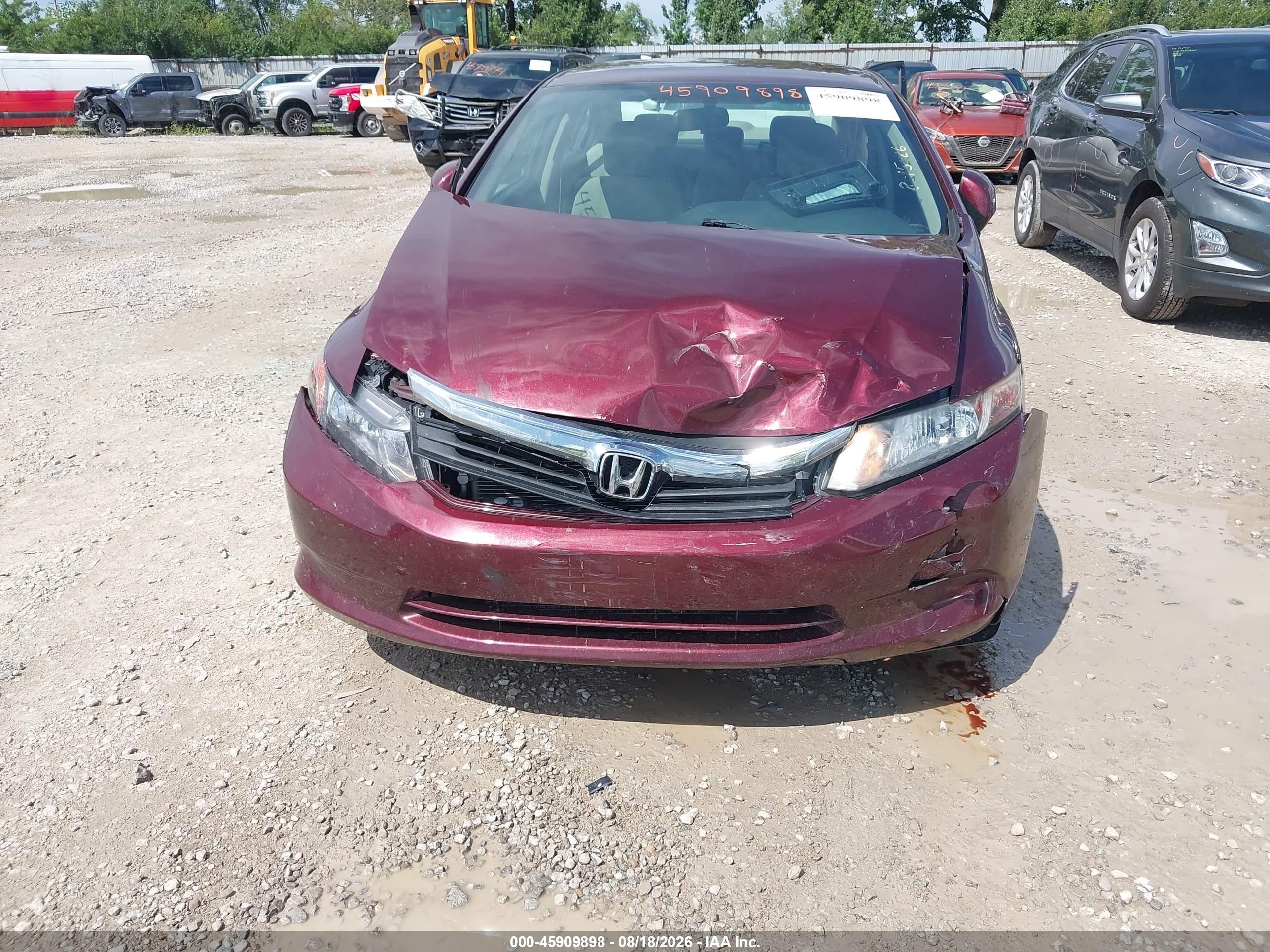 2012 Honda Civic Lx Maroon vin: 19XFB2F56CE070715