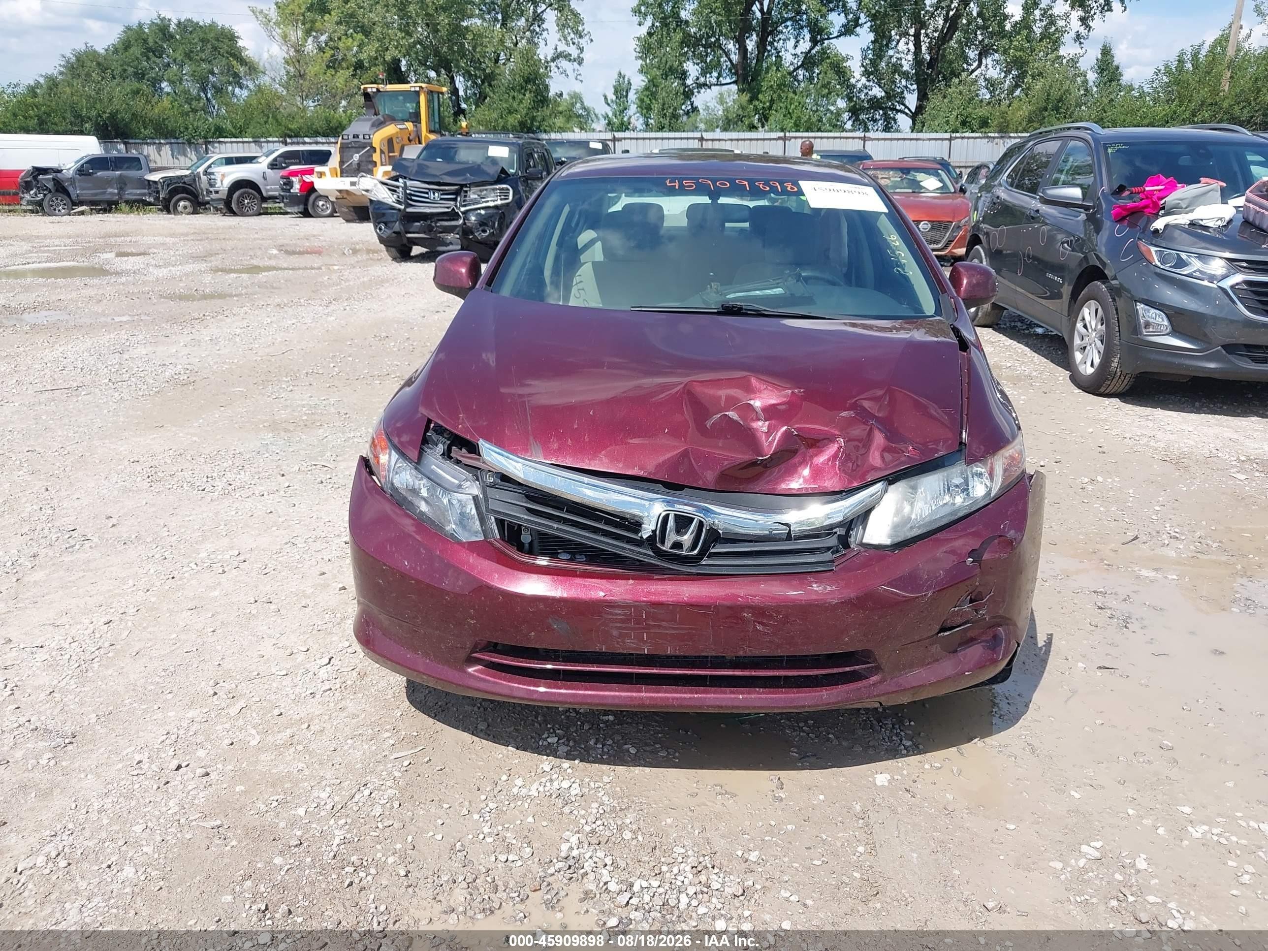 2012 Honda Civic Lx Maroon vin: 19XFB2F56CE070715