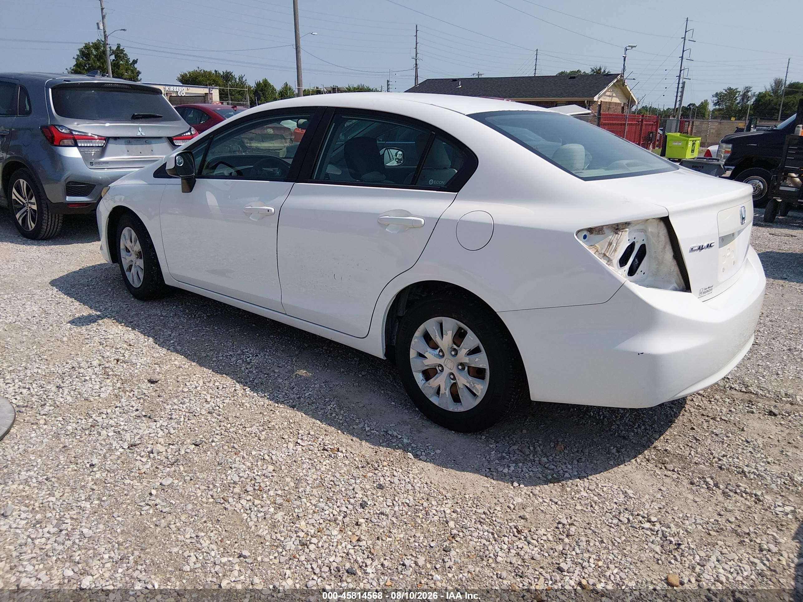 2012 Honda Civic Lx White vin: 19XFB2F56CE080998