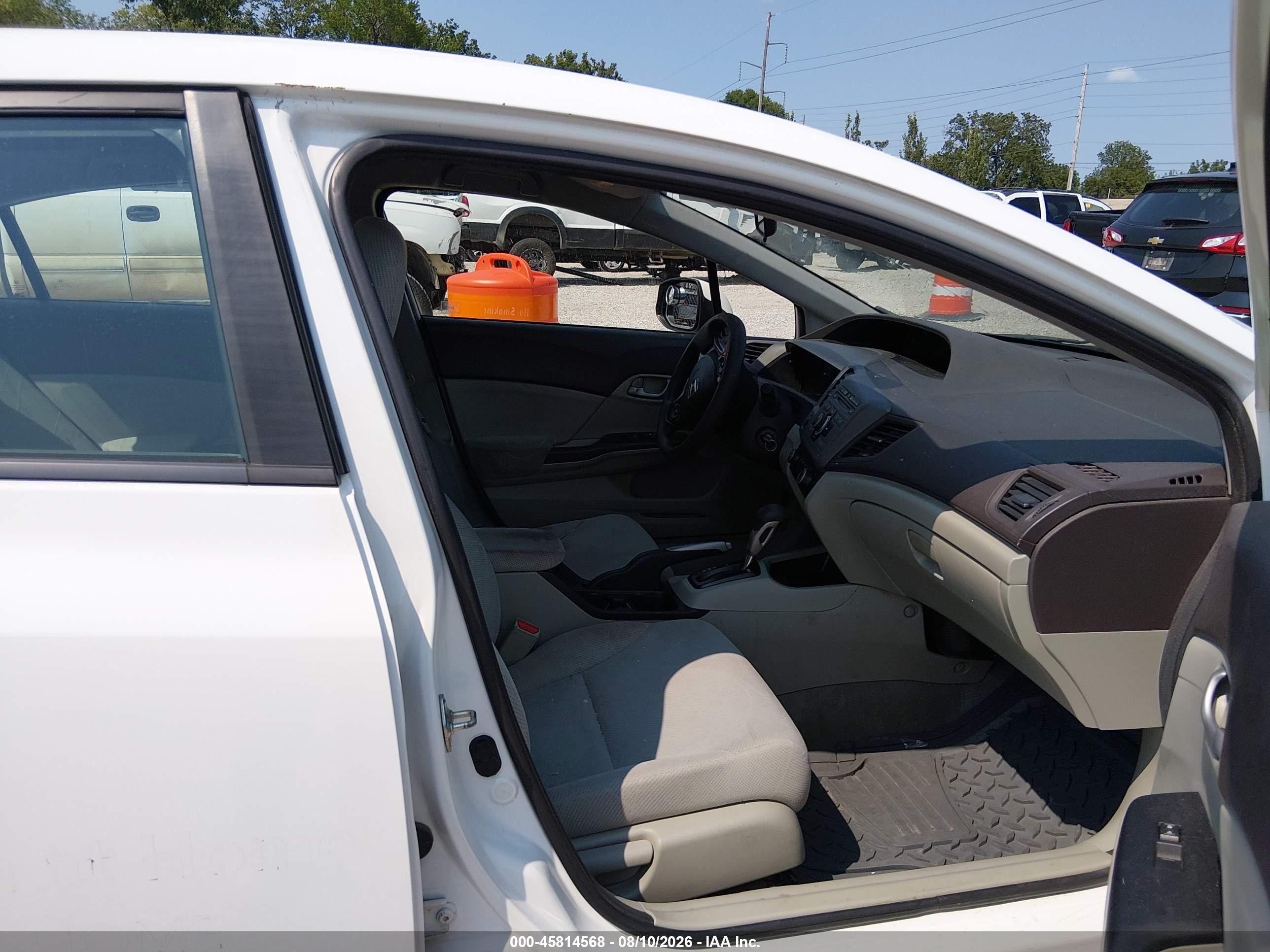 2012 Honda Civic Lx White vin: 19XFB2F56CE080998