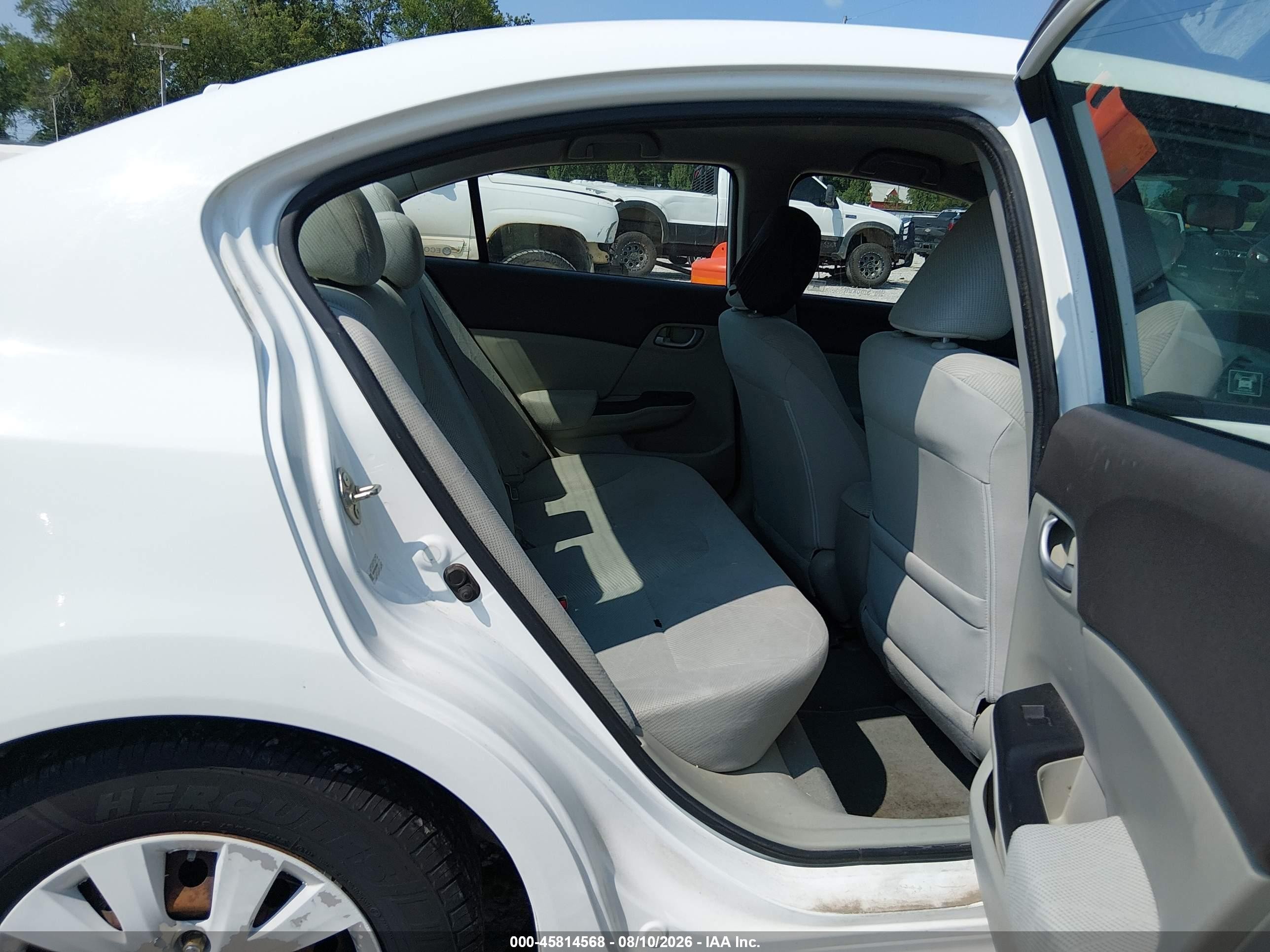 2012 Honda Civic Lx White vin: 19XFB2F56CE080998