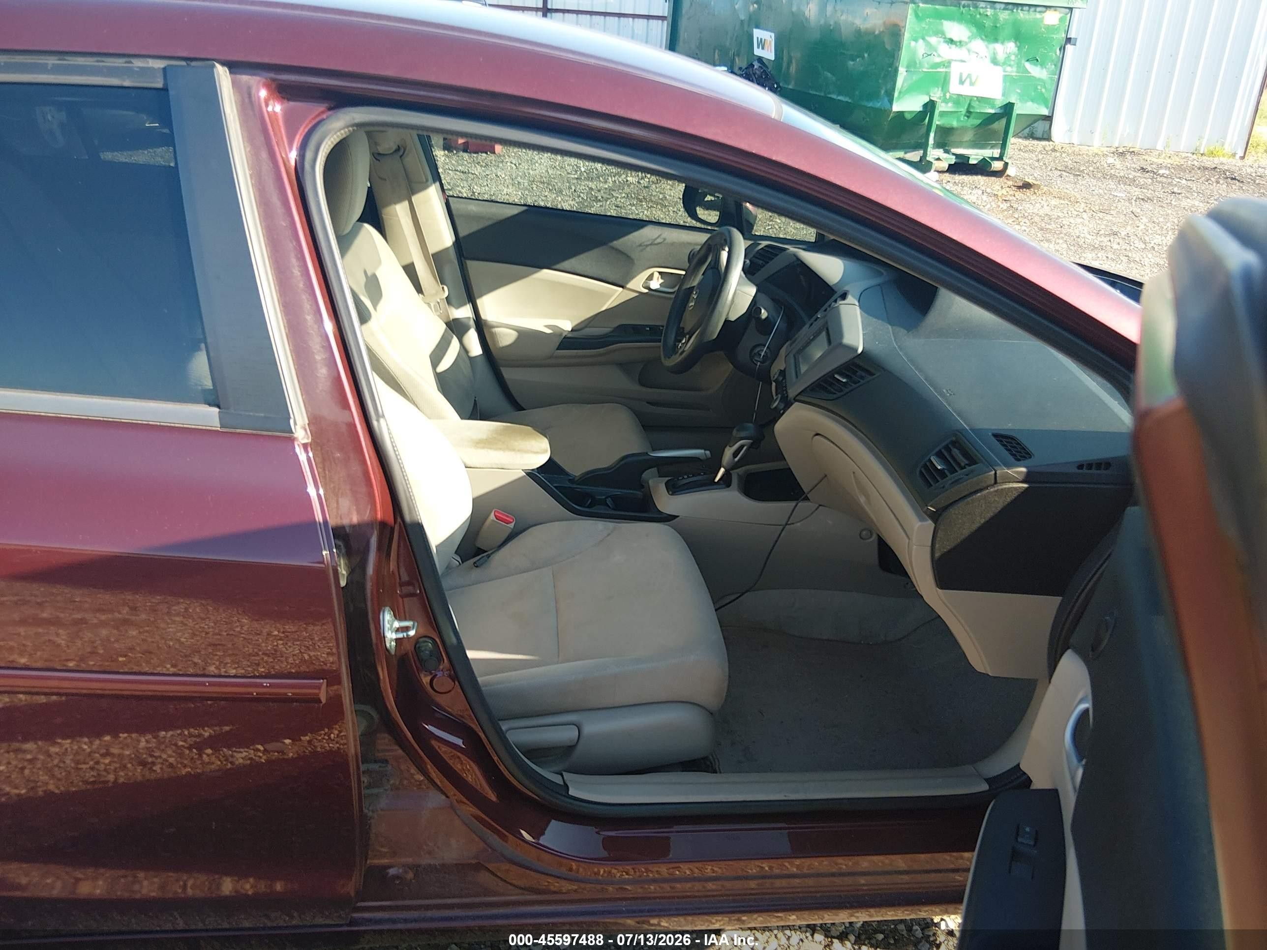 2012 Honda Civic Lx Maroon vin: 19XFB2F56CE082881