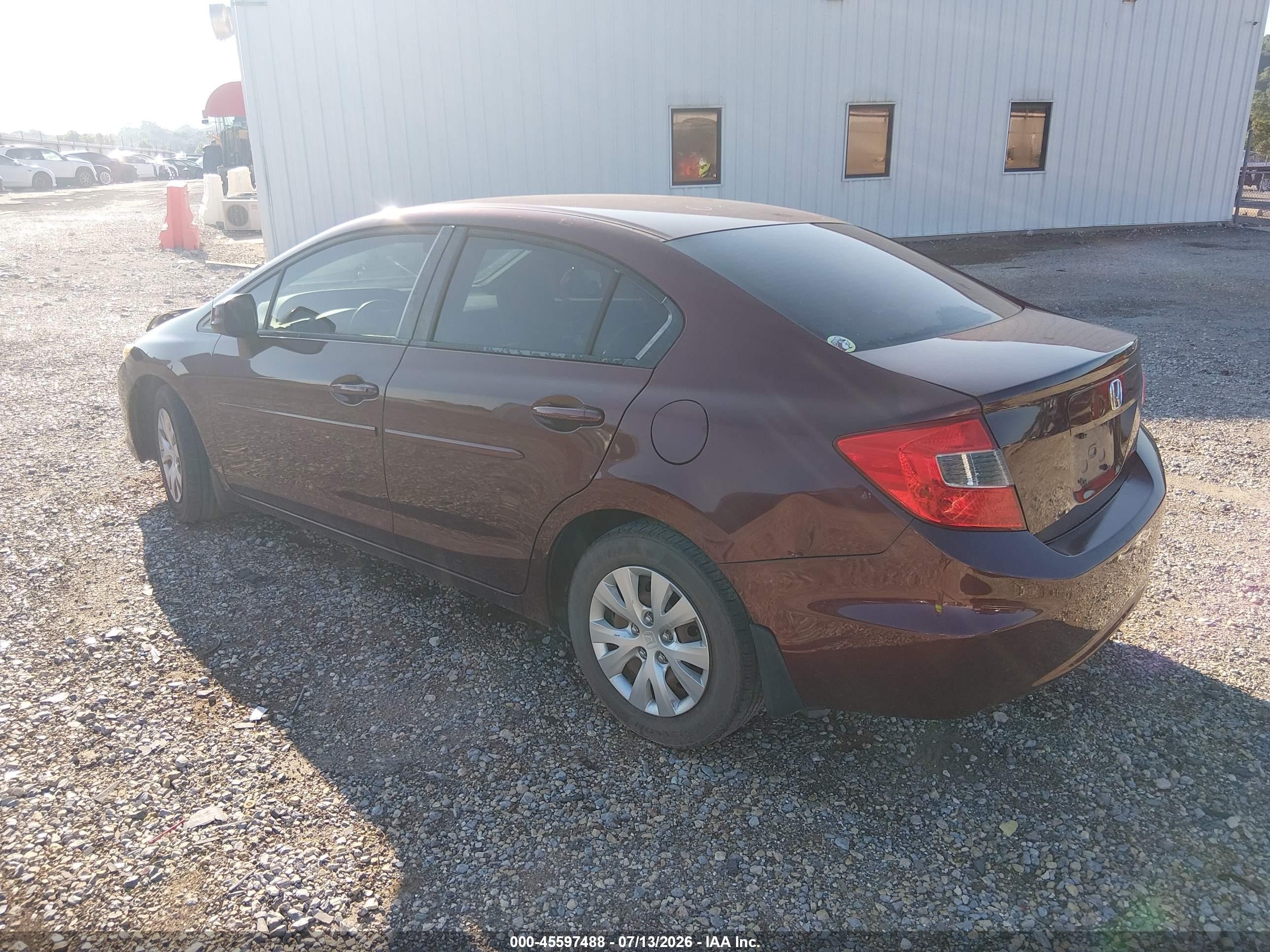 2012 Honda Civic Lx Maroon vin: 19XFB2F56CE082881