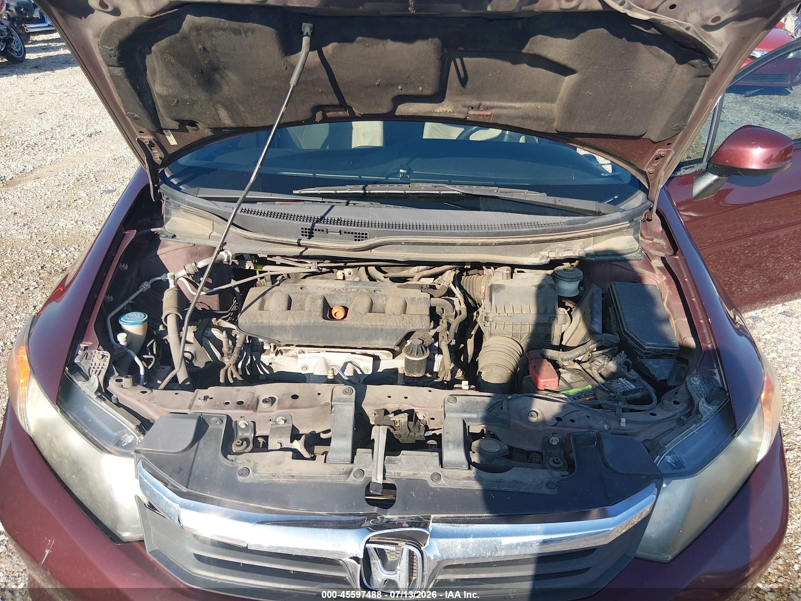 2012 Honda Civic Lx Maroon vin: 19XFB2F56CE082881