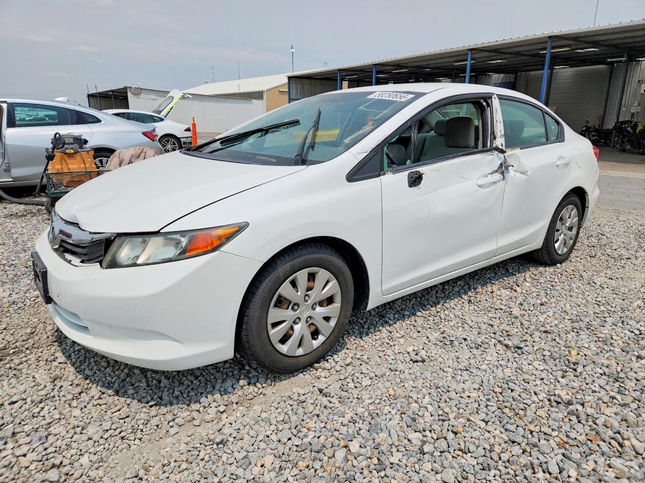2012 Honda Civic Lx White vin: 19XFB2F56CE084565