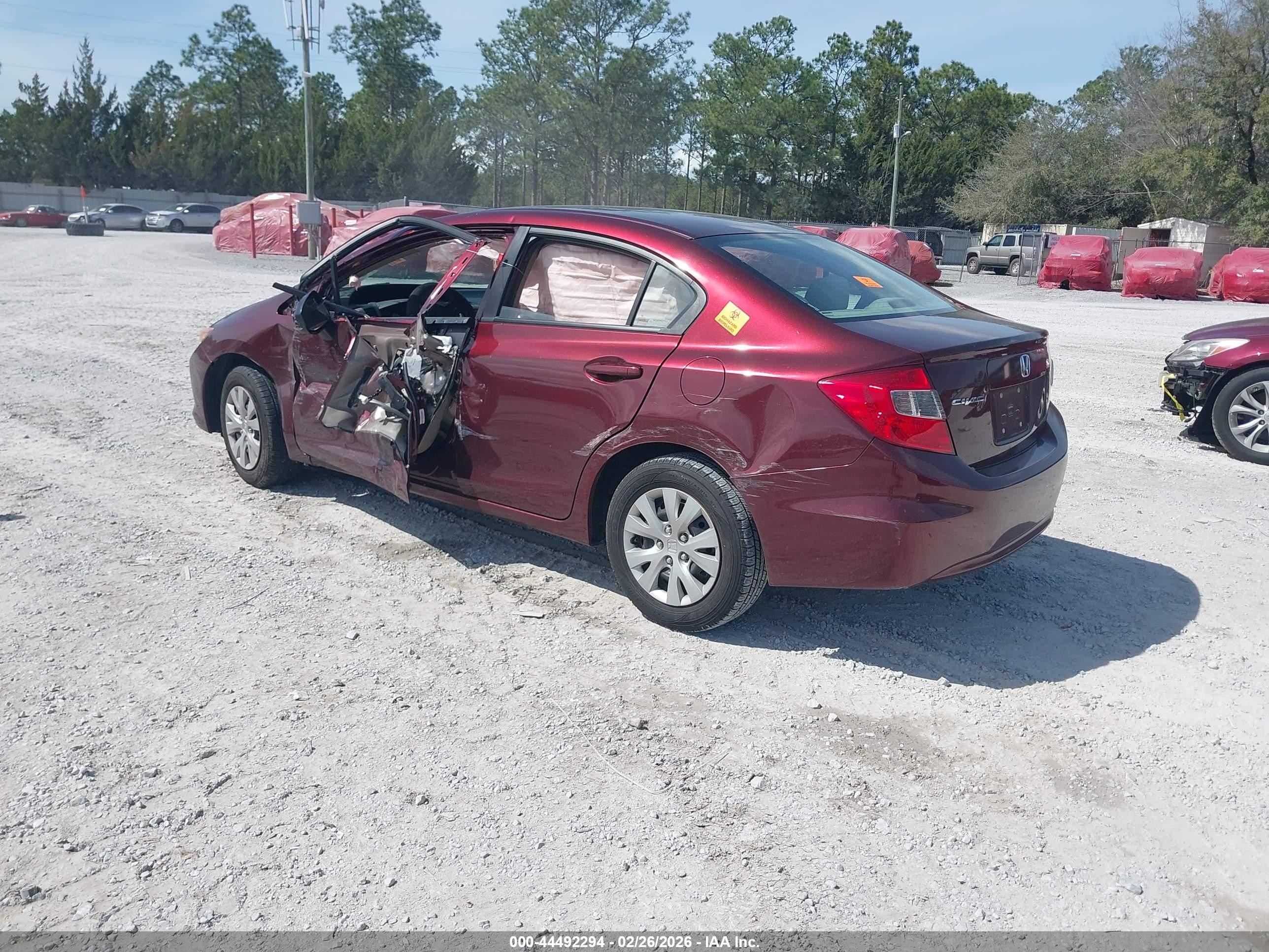 2012 Honda Civic Lx Бордовый vin: 19XFB2F56CE089393