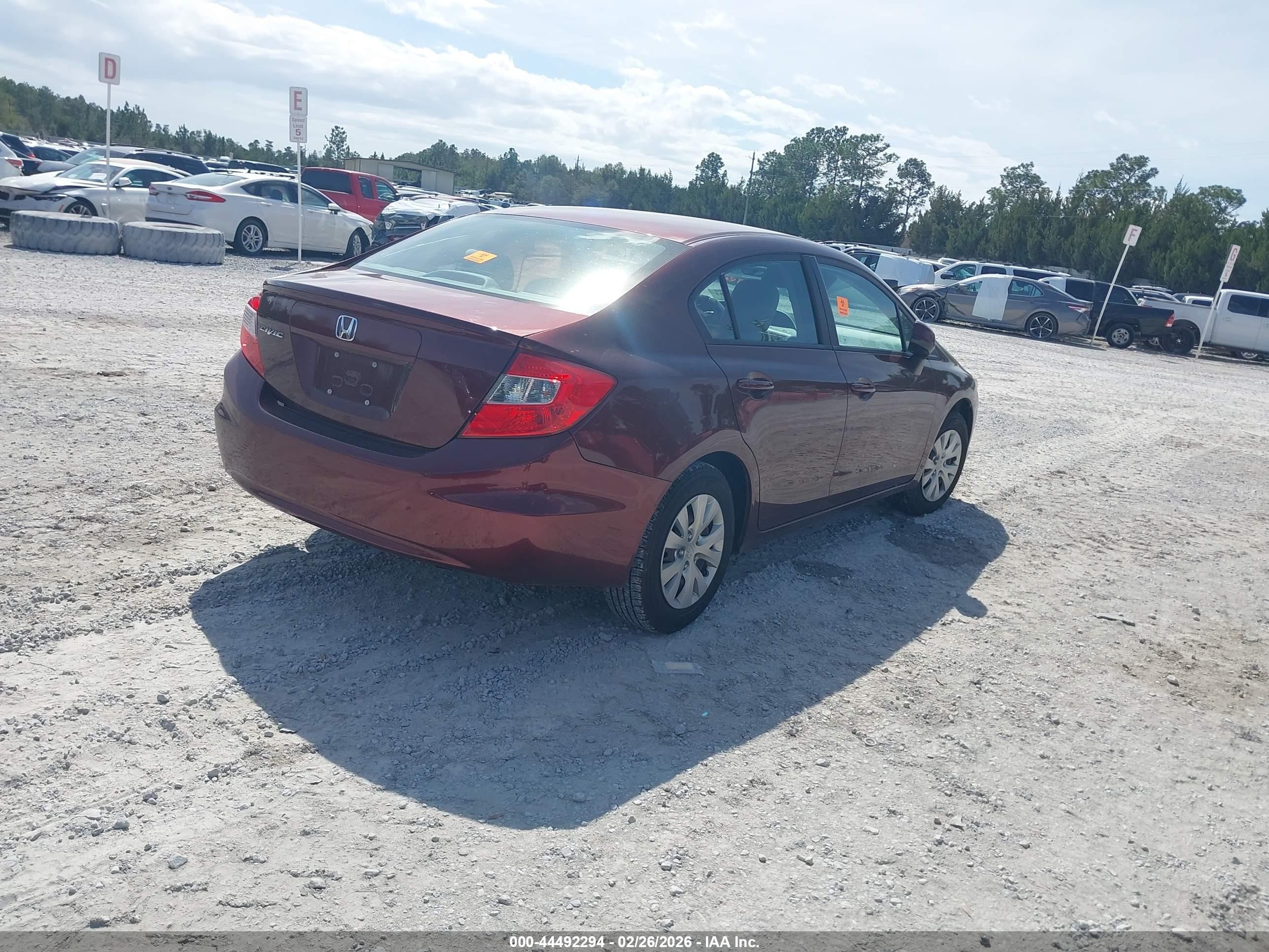 2012 Honda Civic Lx Бордовый vin: 19XFB2F56CE089393