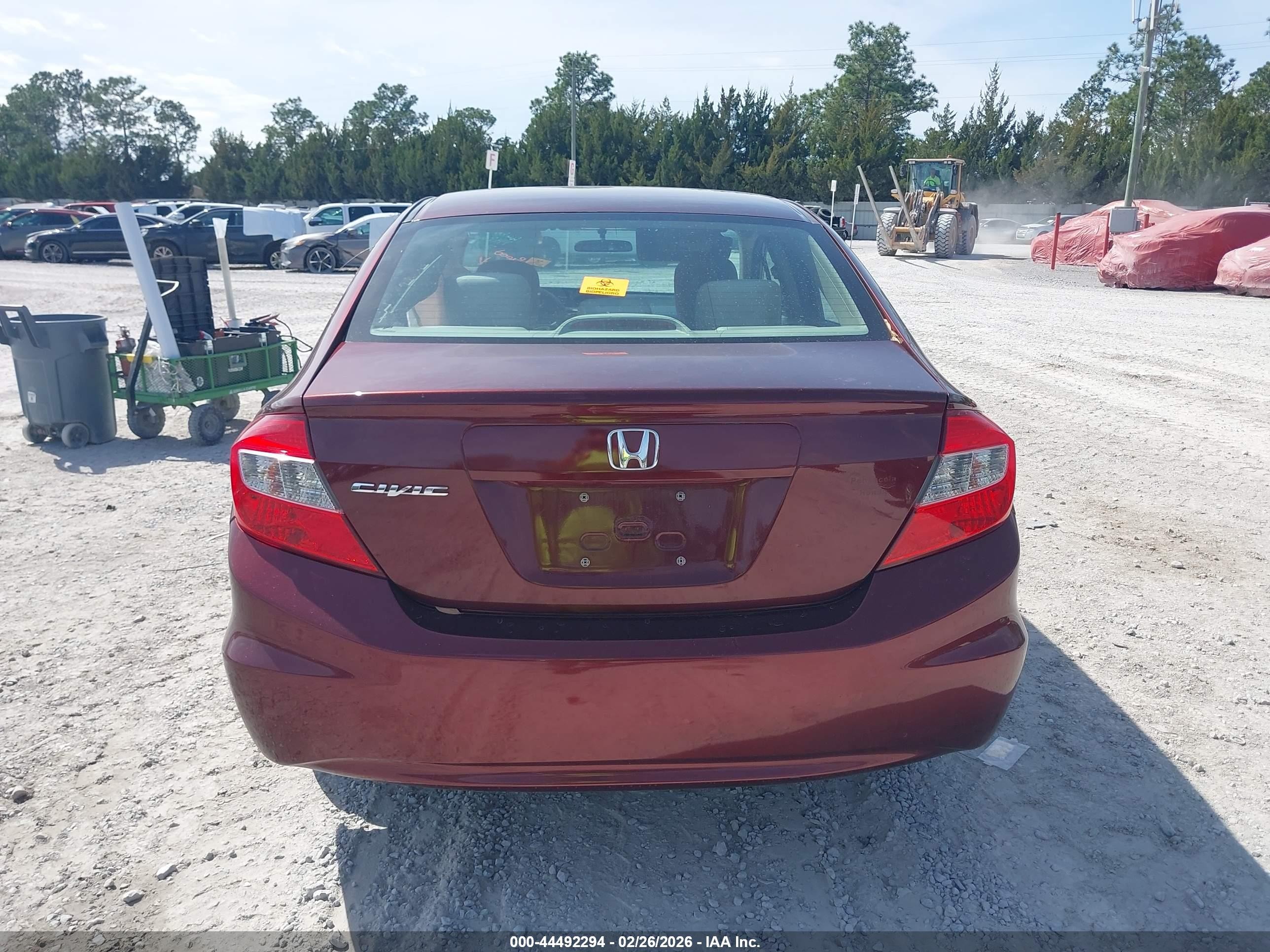 2012 Honda Civic Lx Бордовый vin: 19XFB2F56CE089393