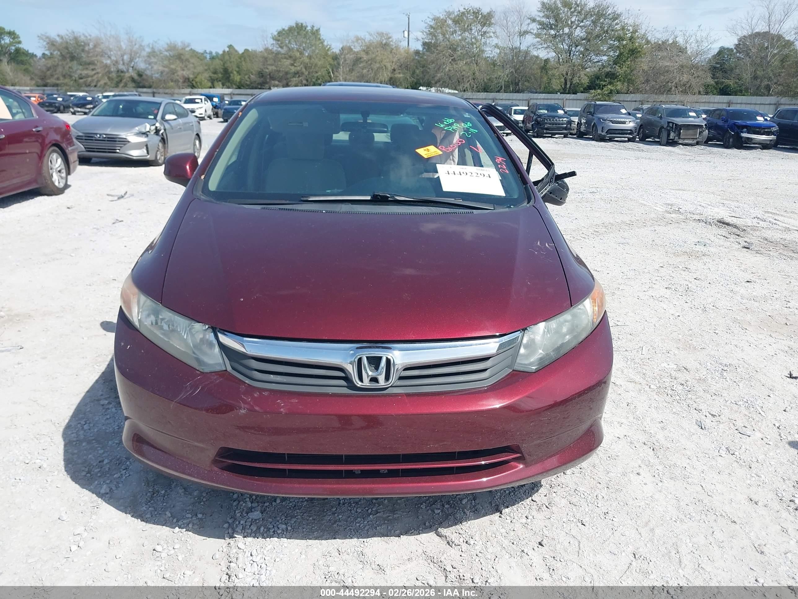 2012 Honda Civic Lx Бордовый vin: 19XFB2F56CE089393