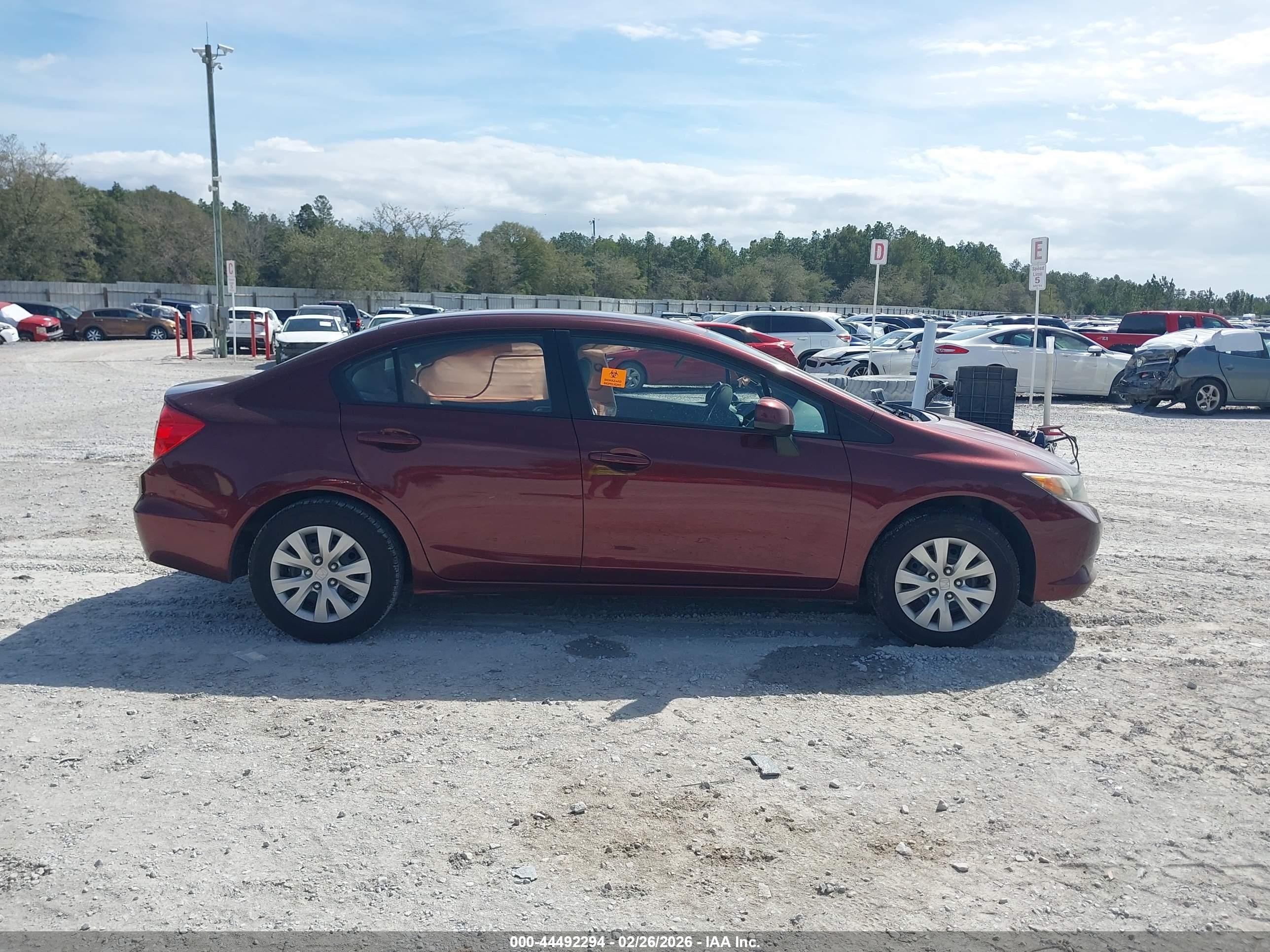 2012 Honda Civic Lx Бордовый vin: 19XFB2F56CE089393