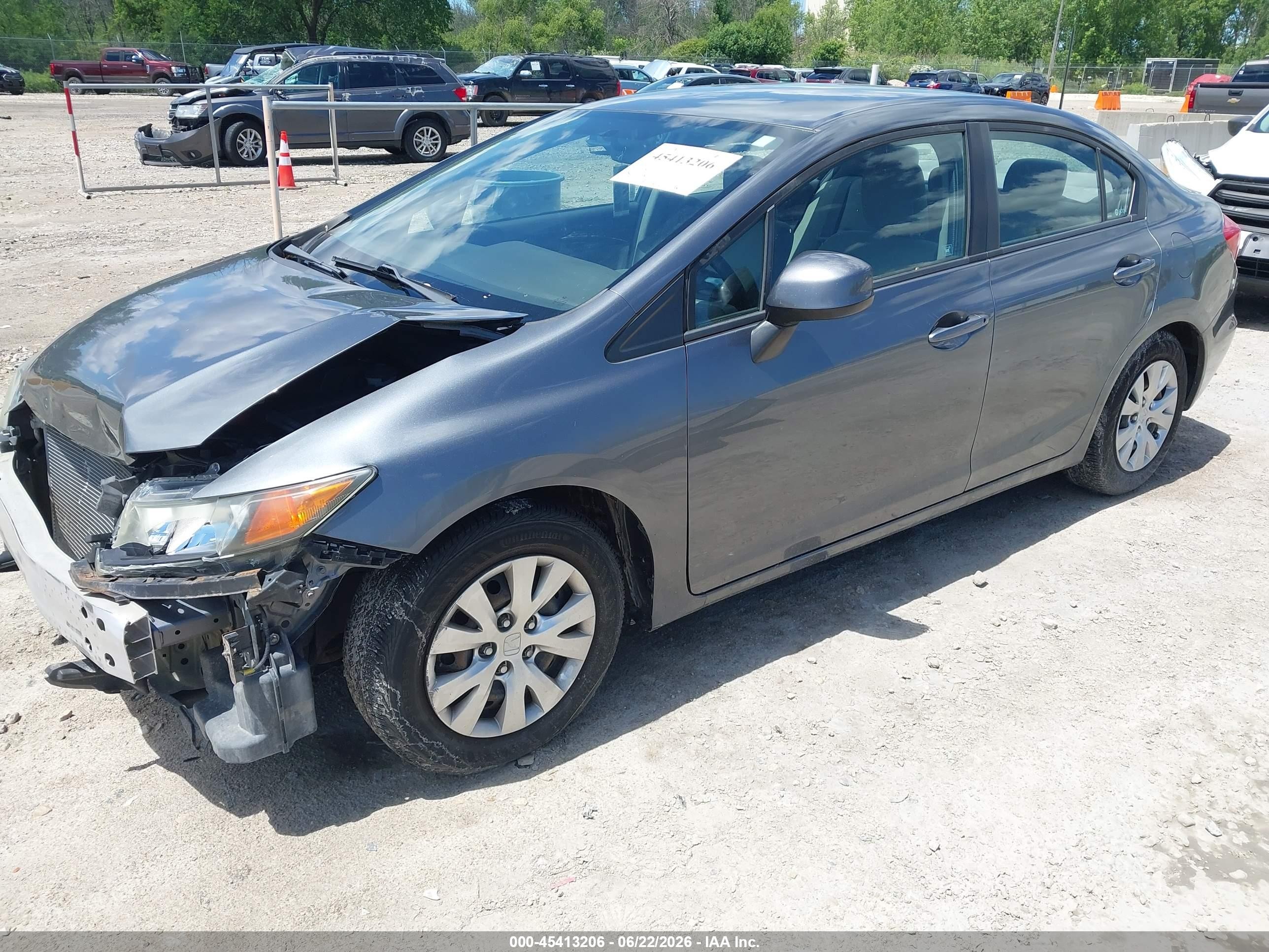 2012 Honda Civic Lx Gray vin: 19XFB2F56CE108282