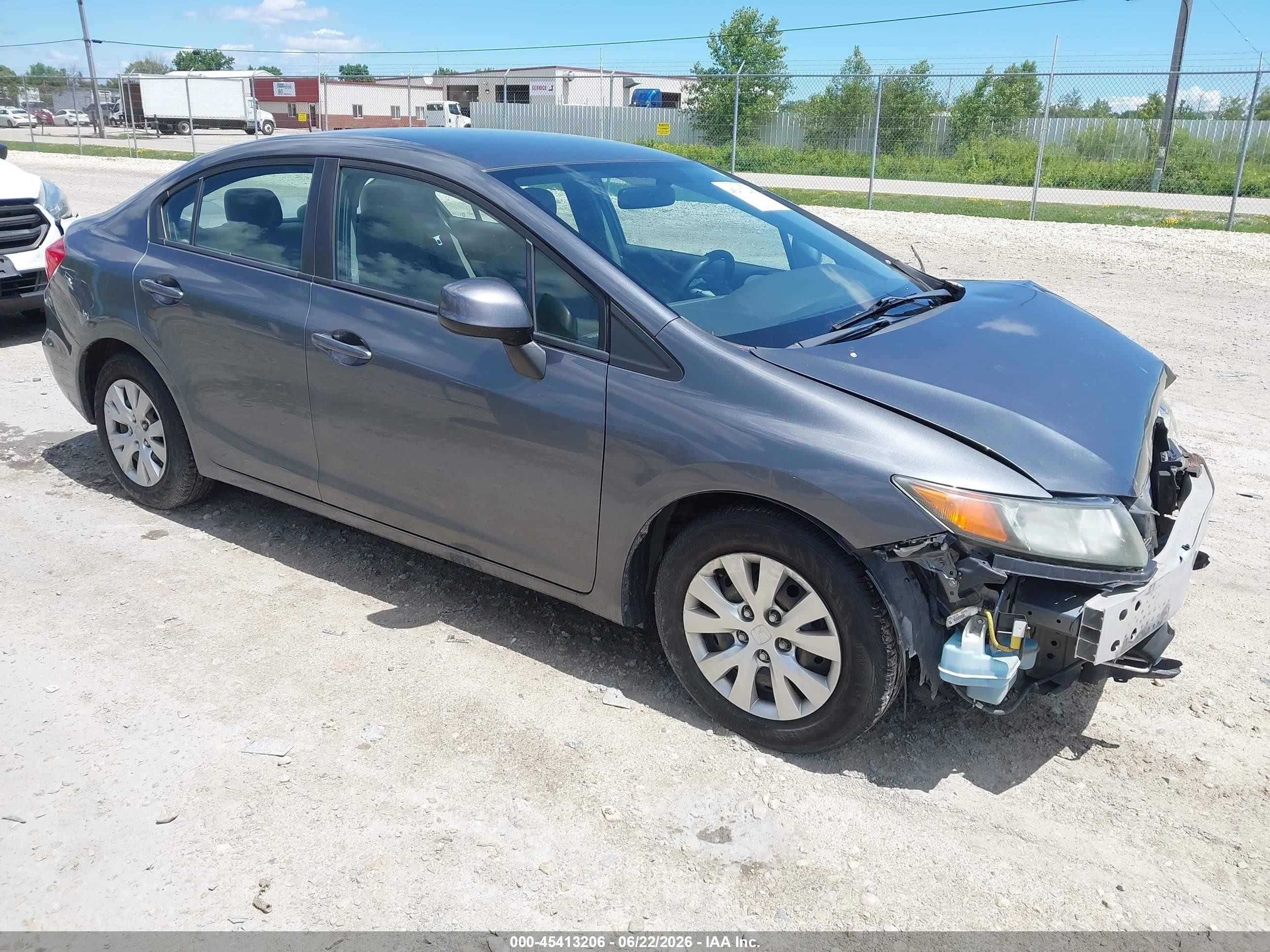 2012 Honda Civic Lx Gray vin: 19XFB2F56CE108282