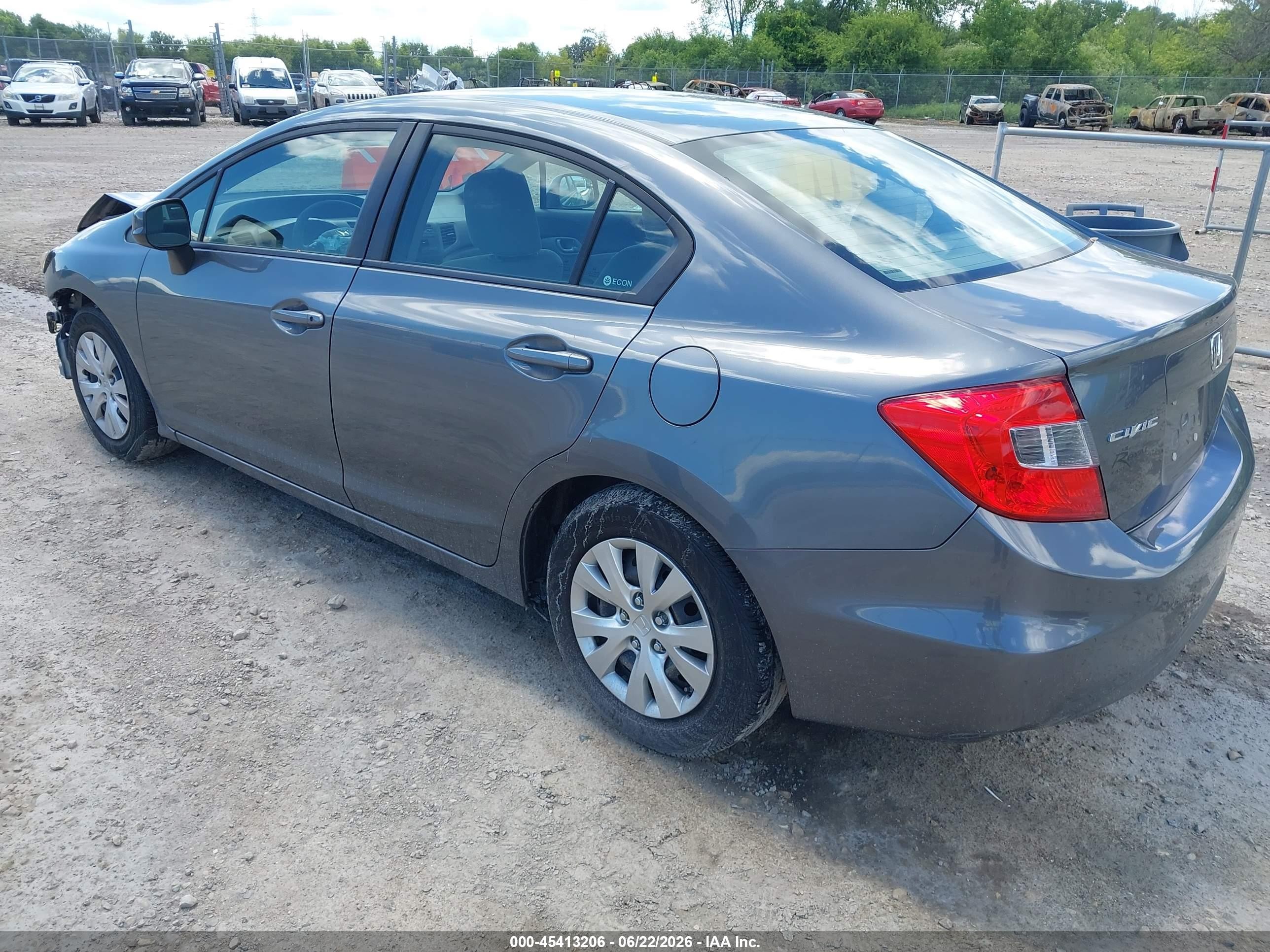 2012 Honda Civic Lx Gray vin: 19XFB2F56CE108282