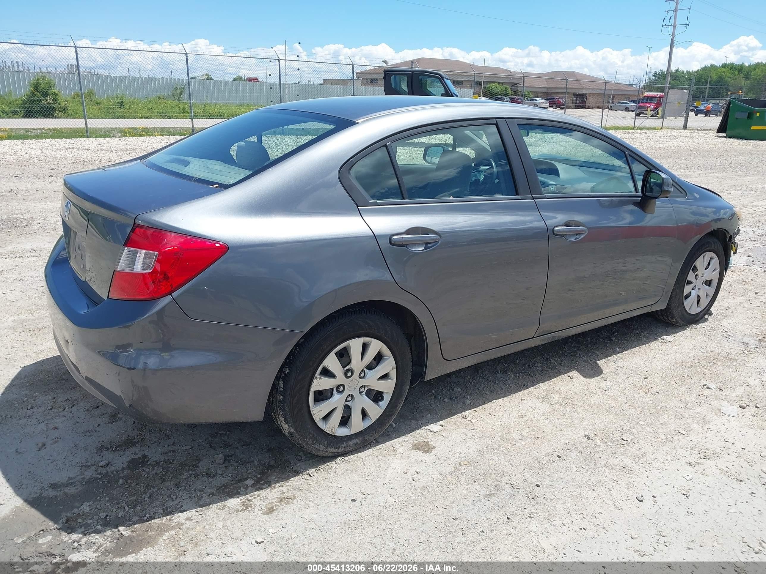 2012 Honda Civic Lx Gray vin: 19XFB2F56CE108282