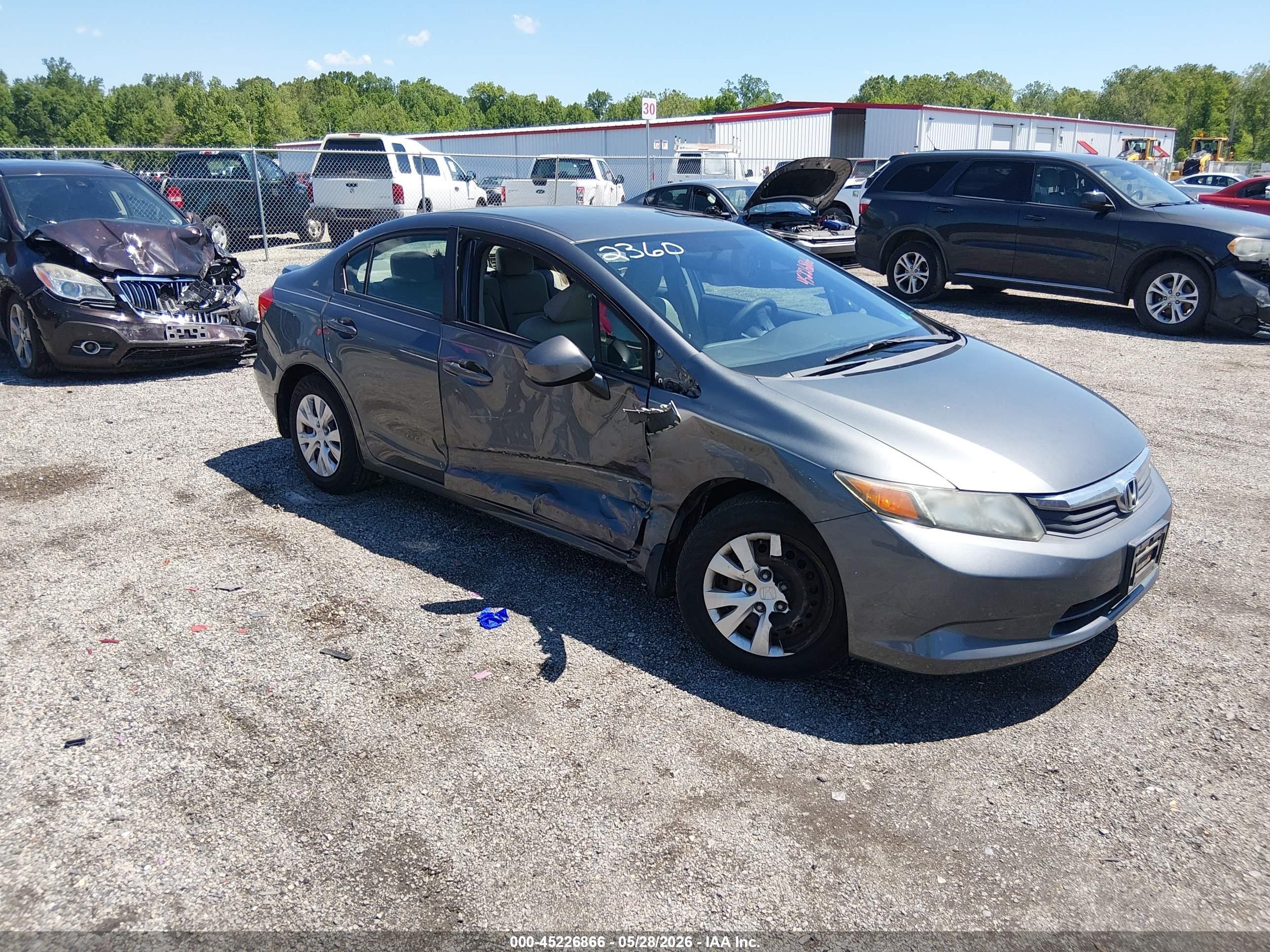 2012 Honda Civic Lx Gray vin: 19XFB2F56CE302360