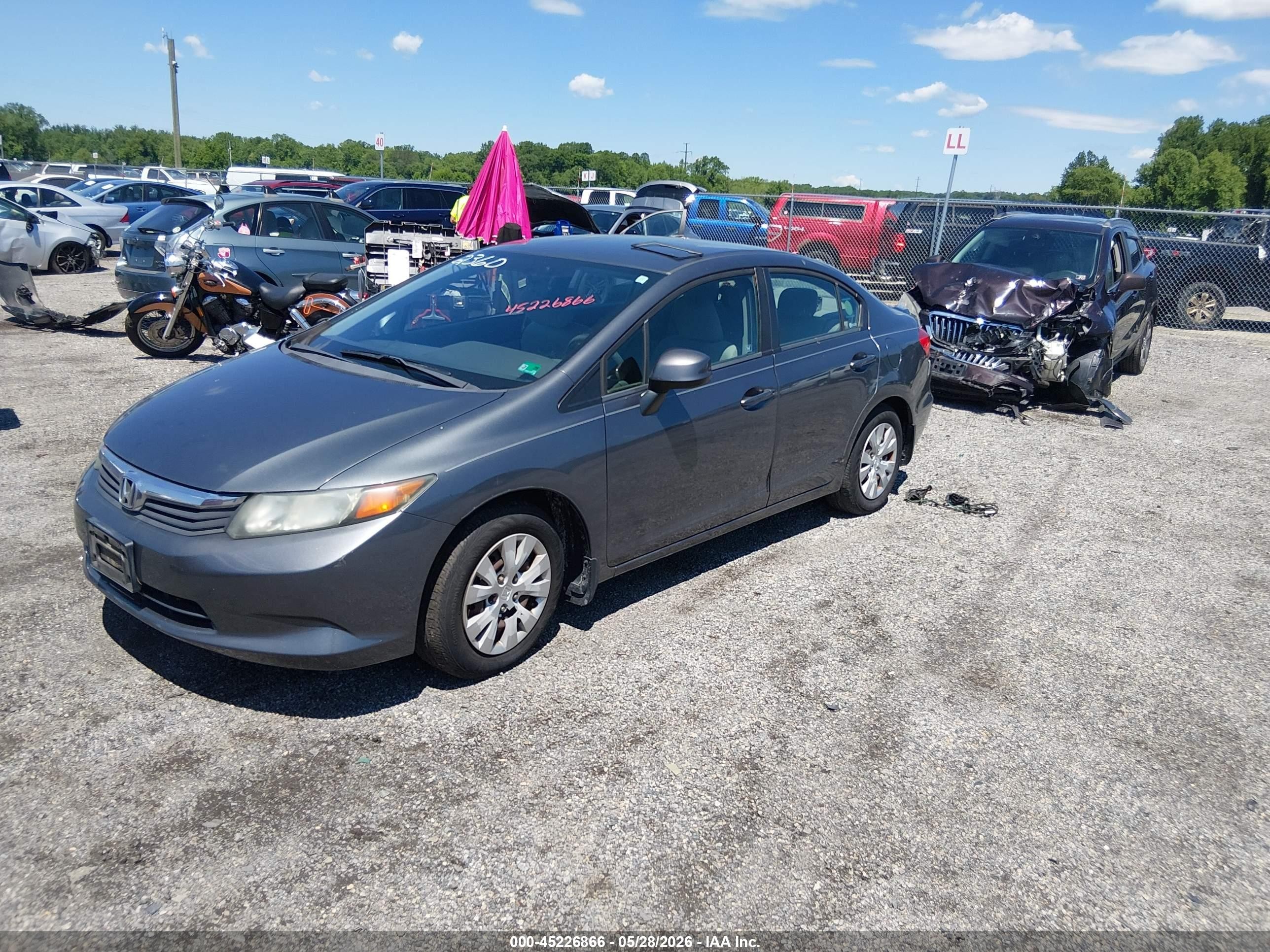 2012 Honda Civic Lx Gray vin: 19XFB2F56CE302360