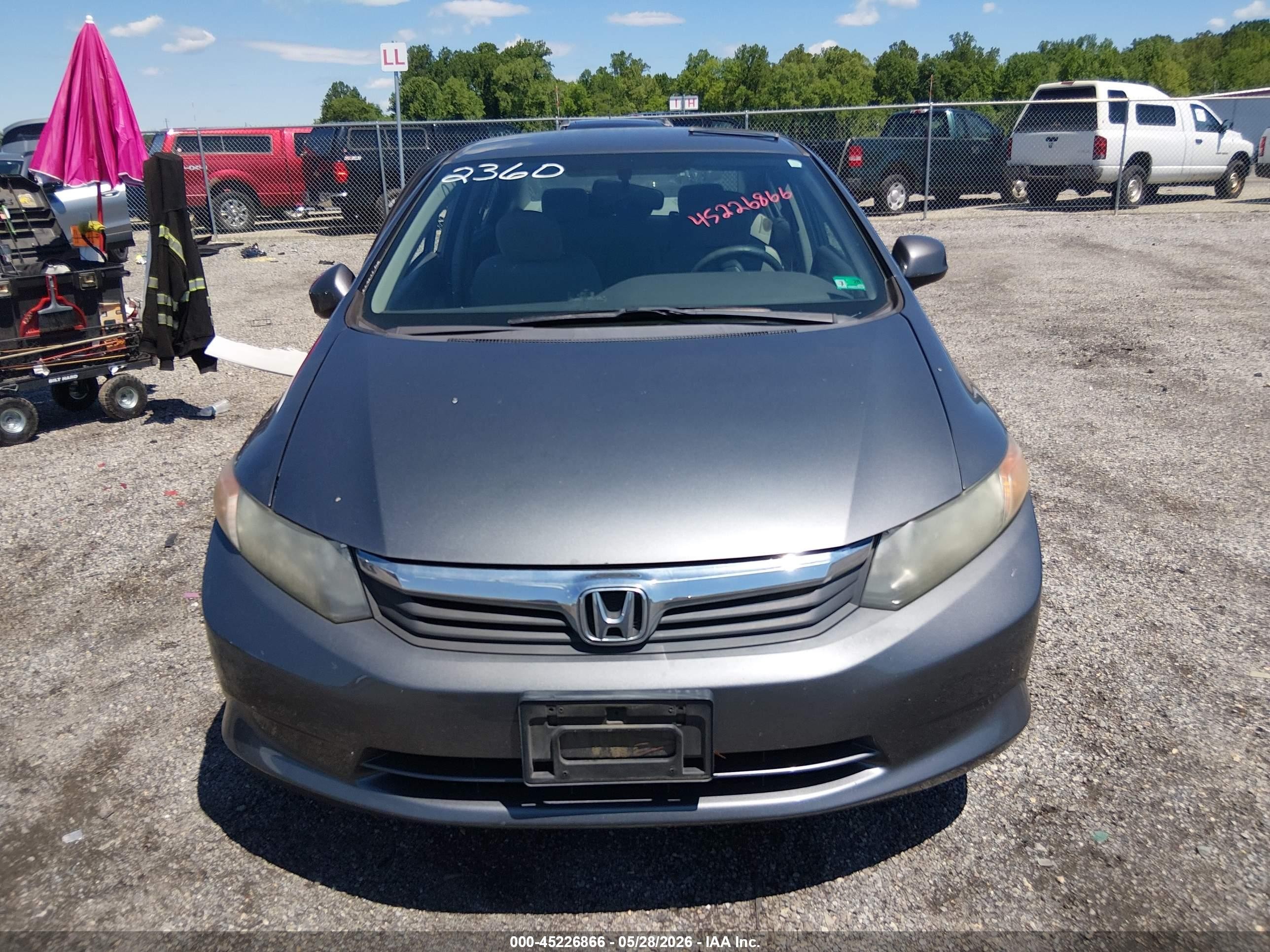 2012 Honda Civic Lx Gray vin: 19XFB2F56CE302360