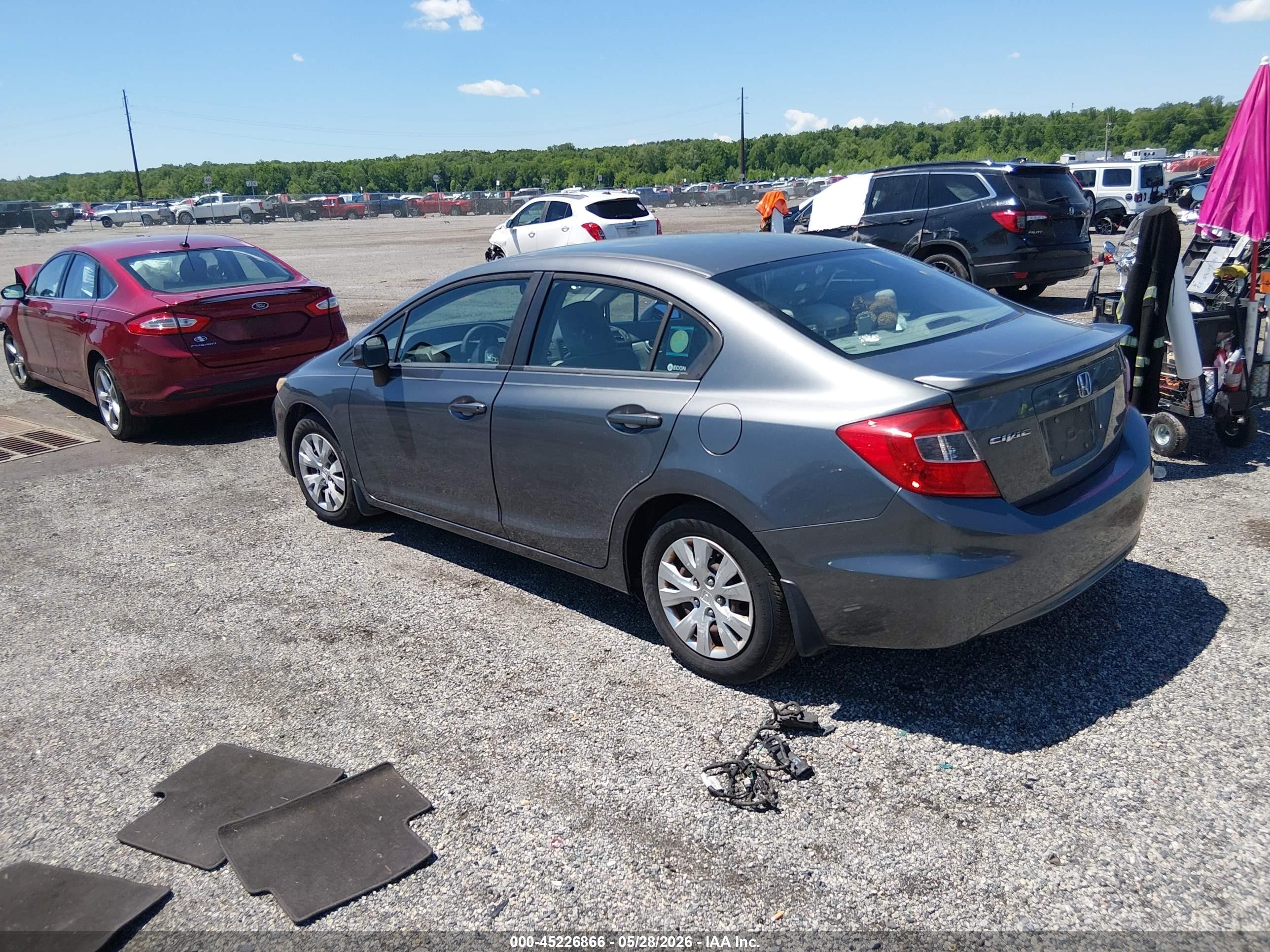 2012 Honda Civic Lx Gray vin: 19XFB2F56CE302360