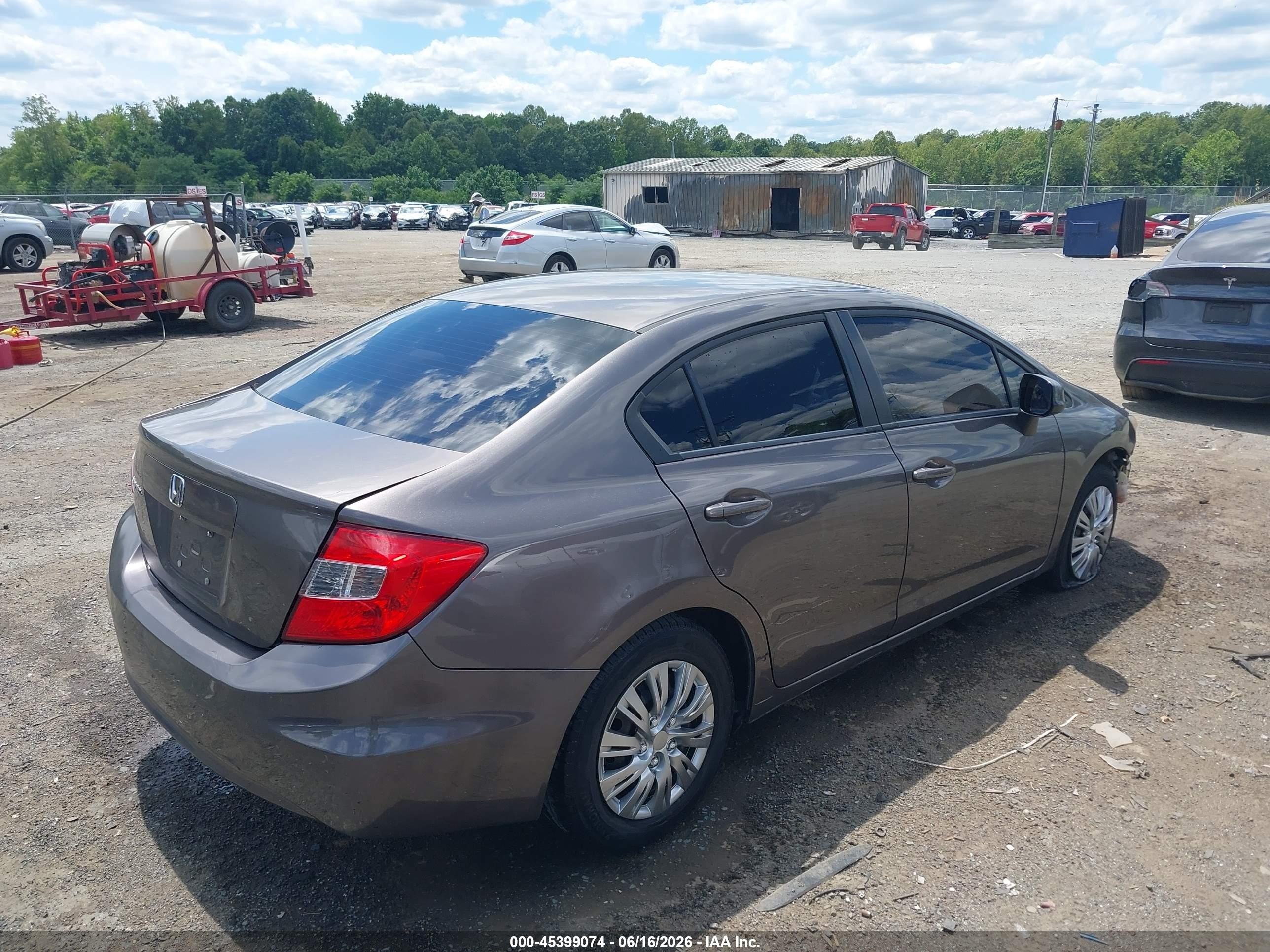 2012 Honda Civic Lx Gray vin: 19XFB2F56CE311205