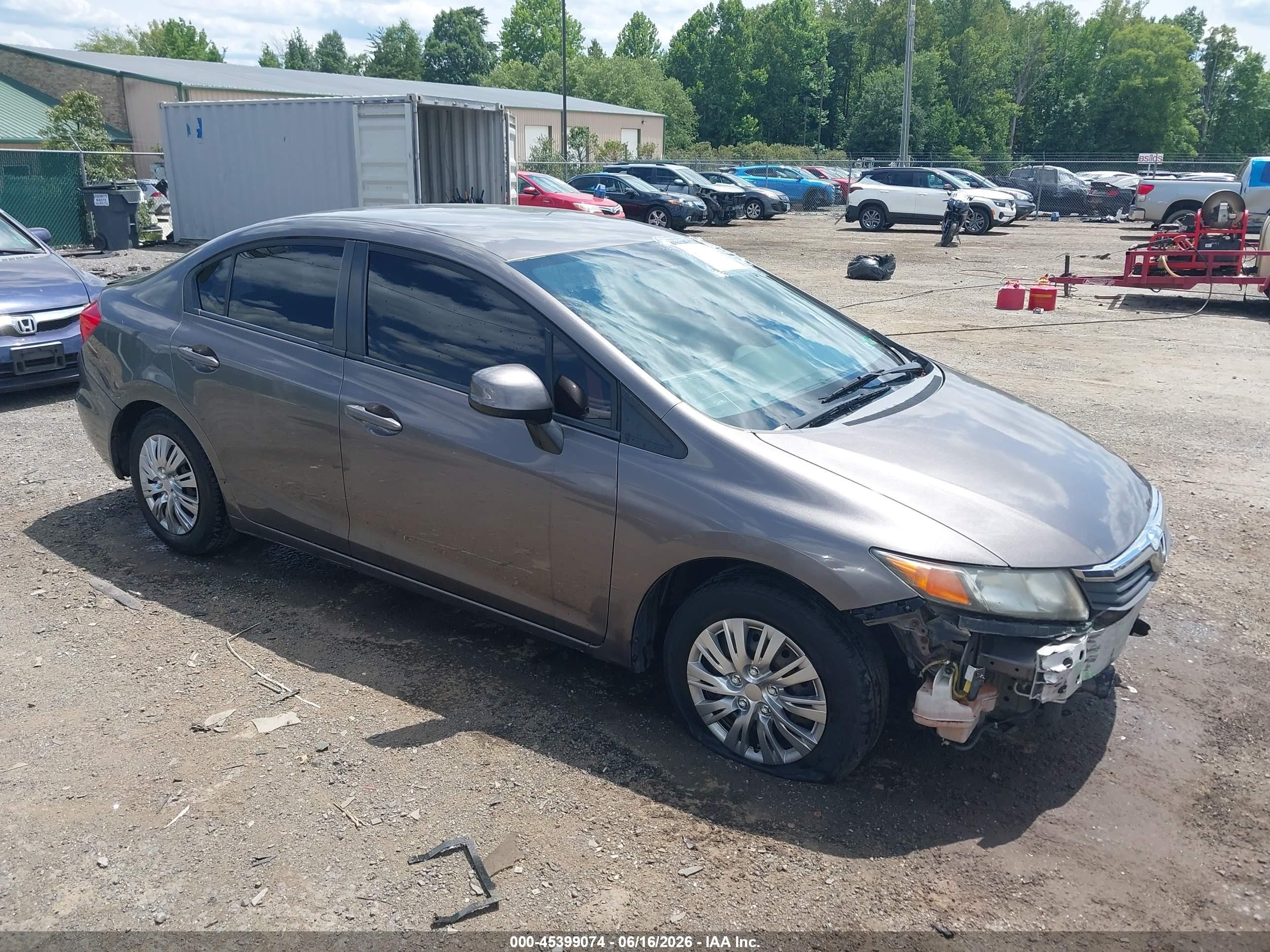 2012 Honda Civic Lx Gray vin: 19XFB2F56CE311205