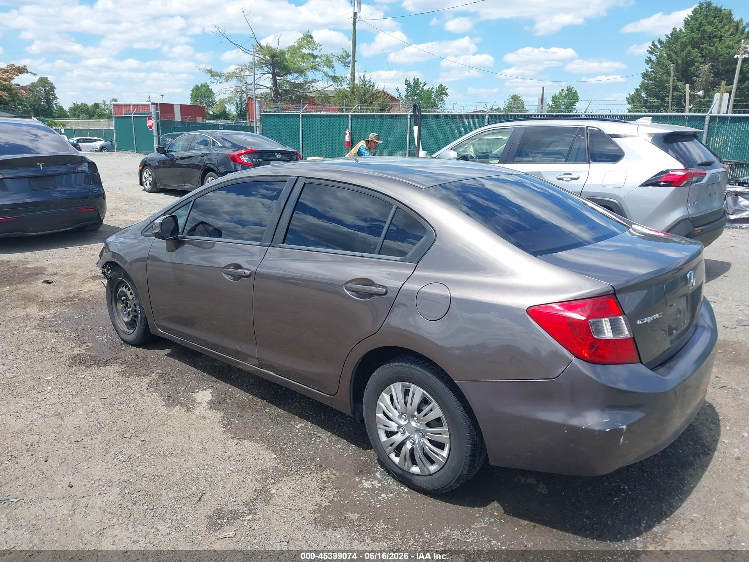 2012 Honda Civic Lx Gray vin: 19XFB2F56CE311205