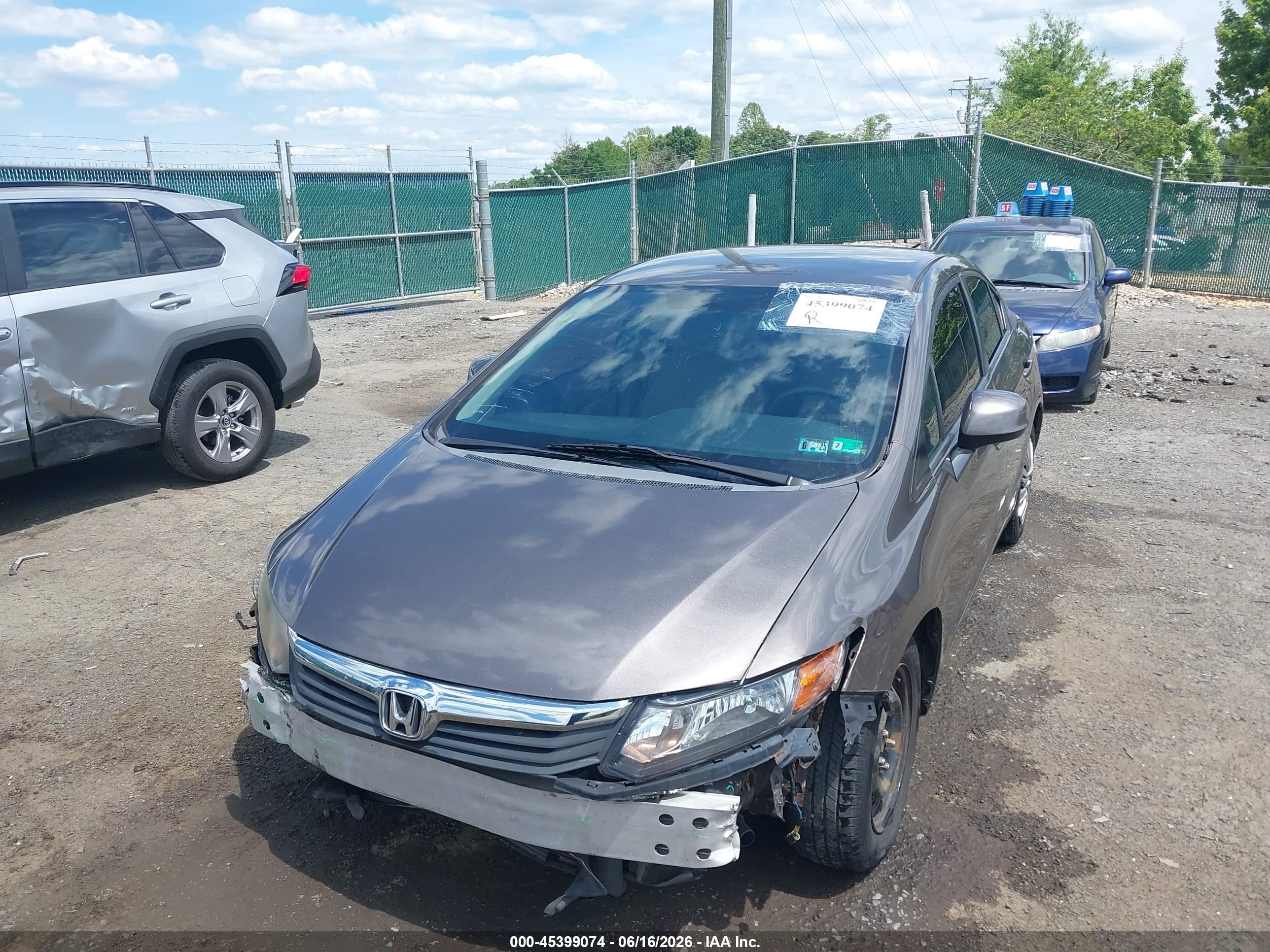 2012 Honda Civic Lx Gray vin: 19XFB2F56CE311205