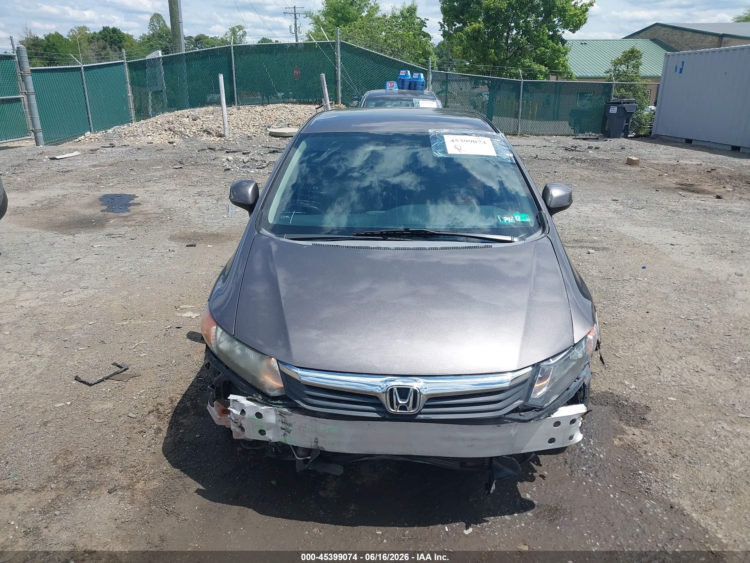 2012 Honda Civic Lx Gray vin: 19XFB2F56CE311205