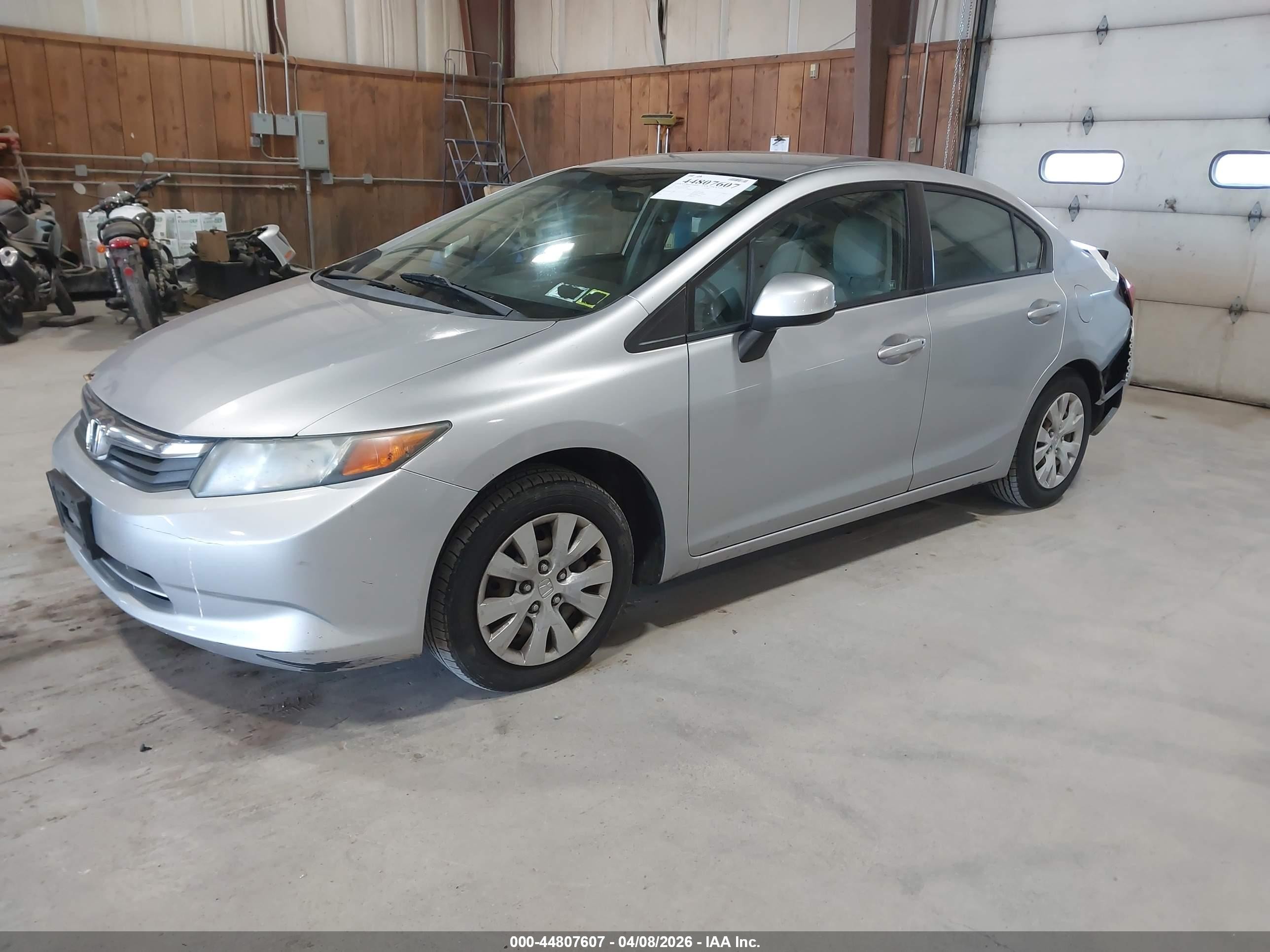 2012 Honda Civic Lx Gray vin: 19XFB2F56CE313018