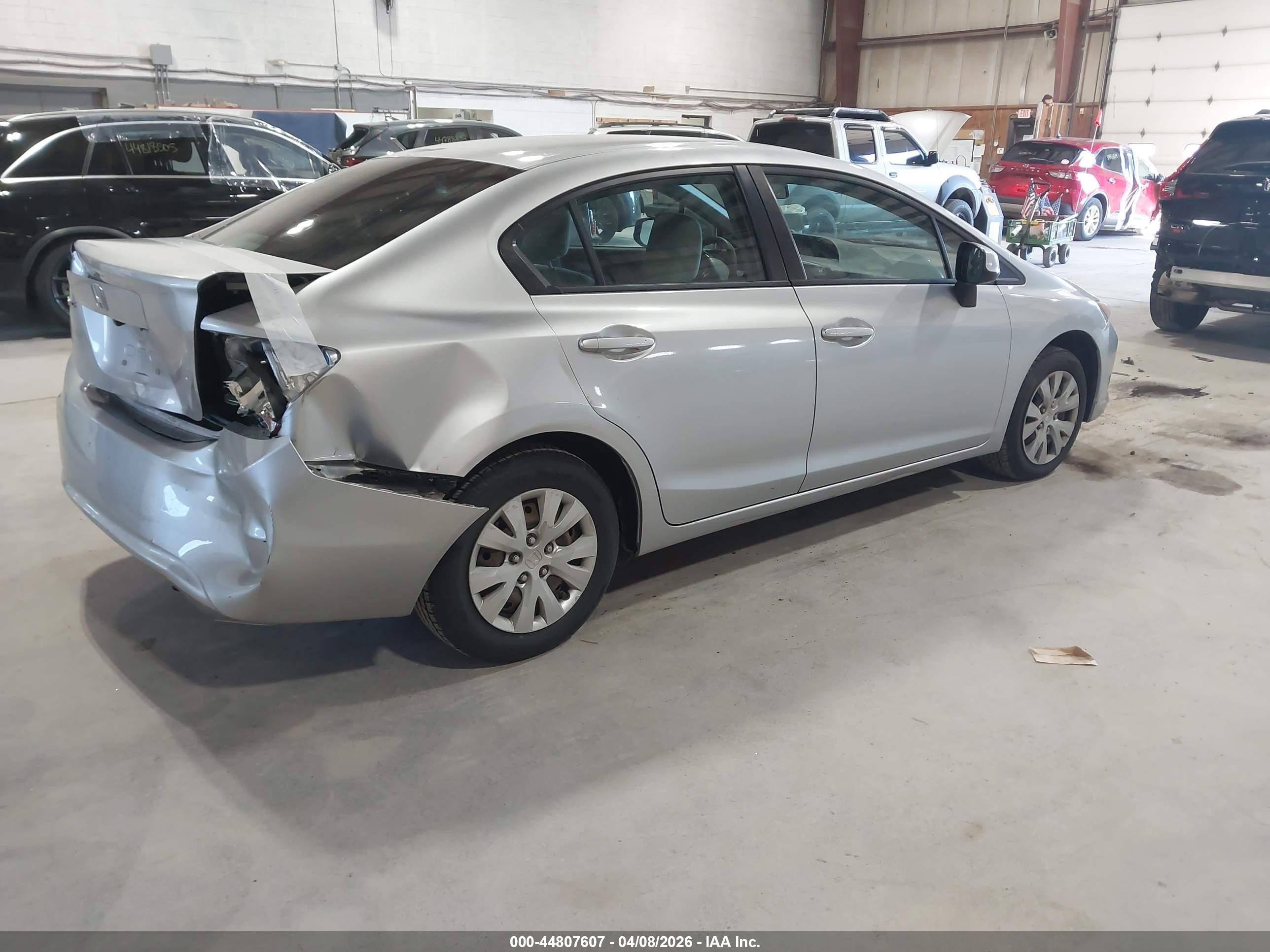 2012 Honda Civic Lx Gray vin: 19XFB2F56CE313018