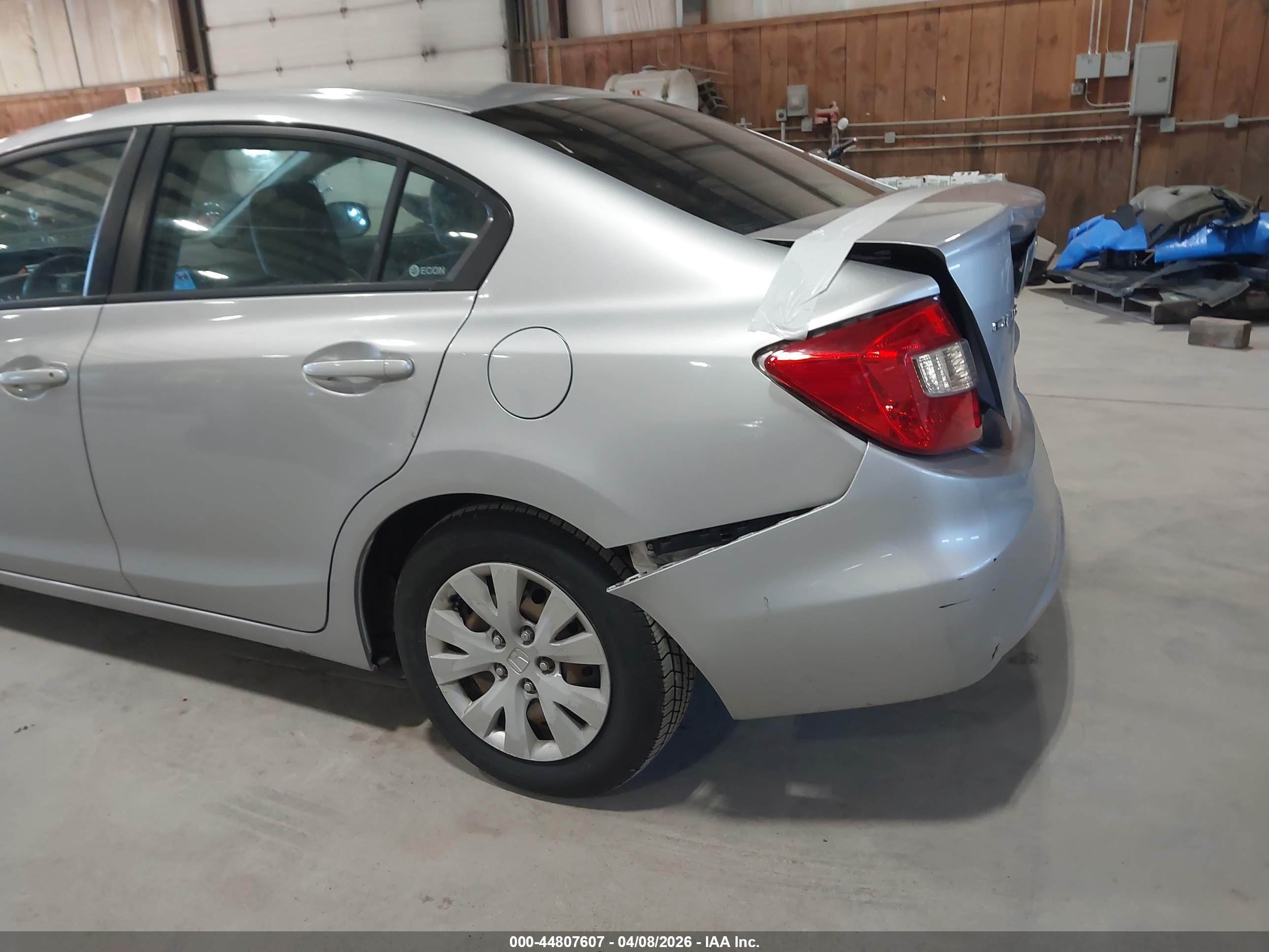 2012 Honda Civic Lx Gray vin: 19XFB2F56CE313018