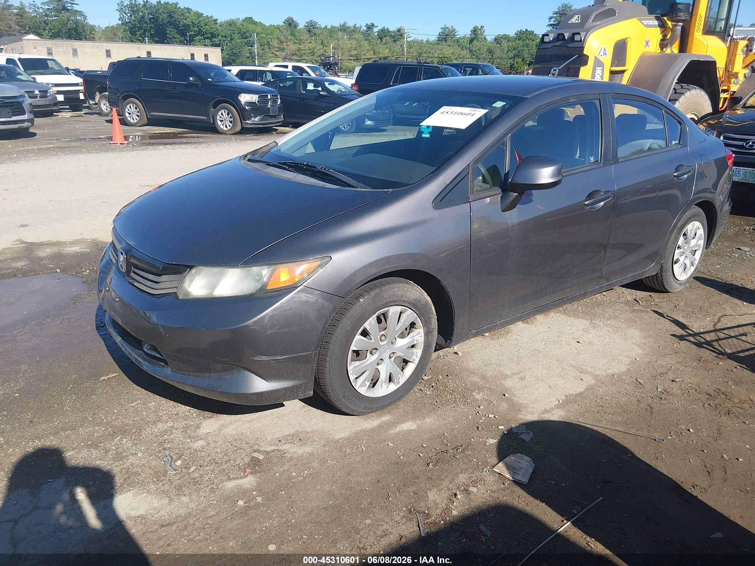 2012 Honda Civic Lx Gray vin: 19XFB2F56CE318767