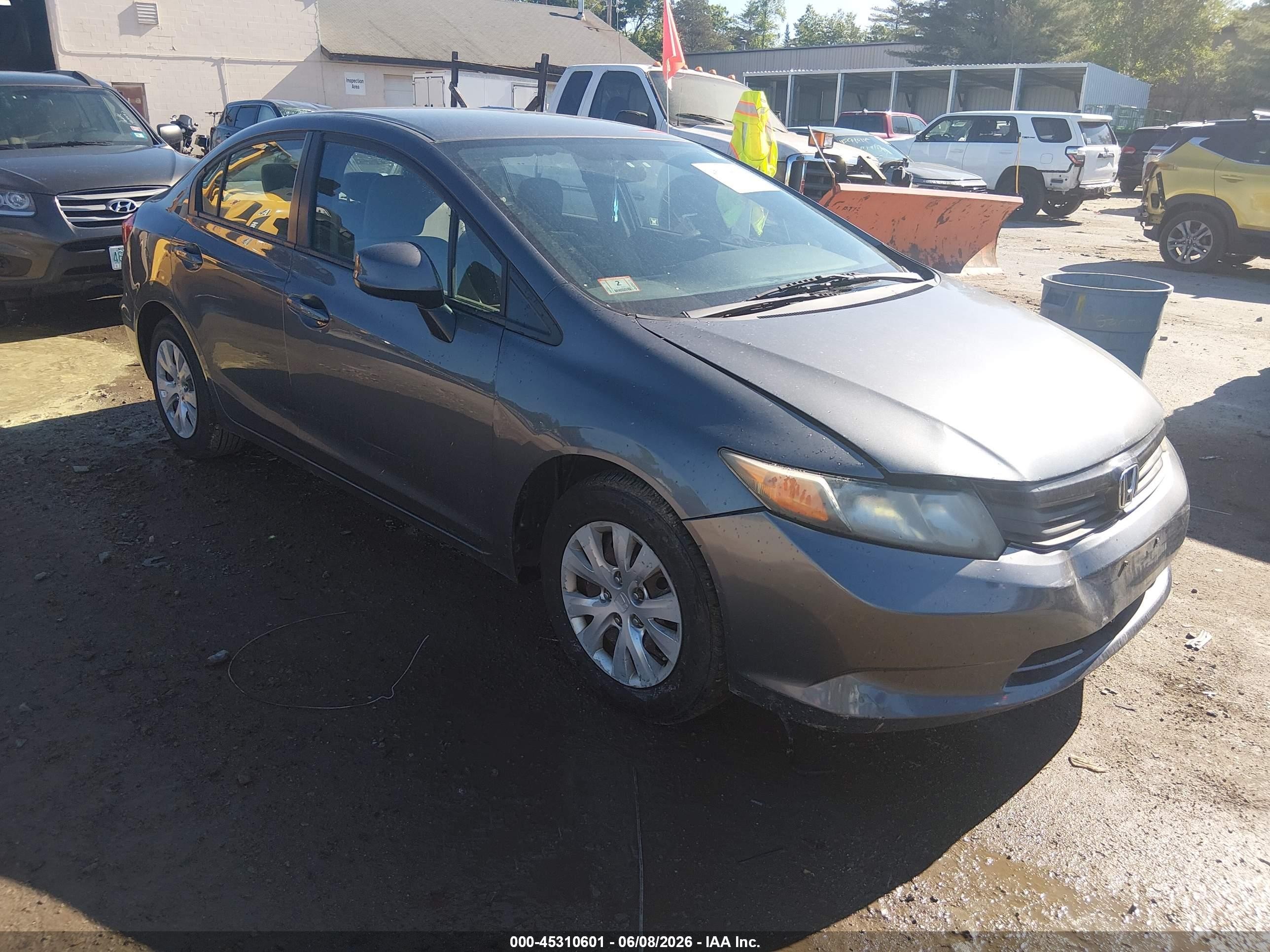 2012 Honda Civic Lx Gray vin: 19XFB2F56CE318767