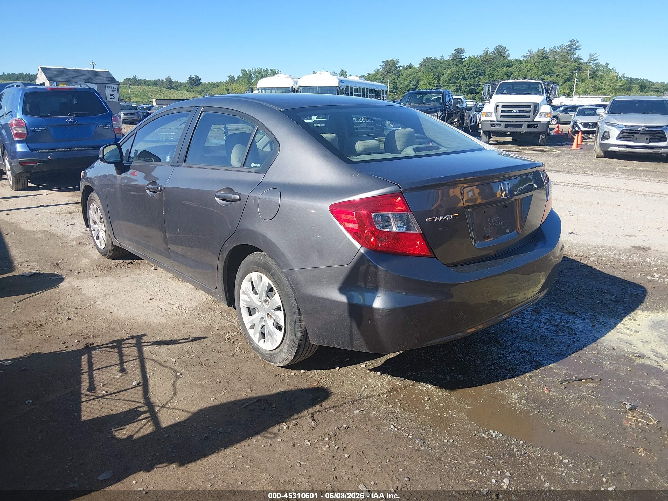 2012 Honda Civic Lx Gray vin: 19XFB2F56CE318767