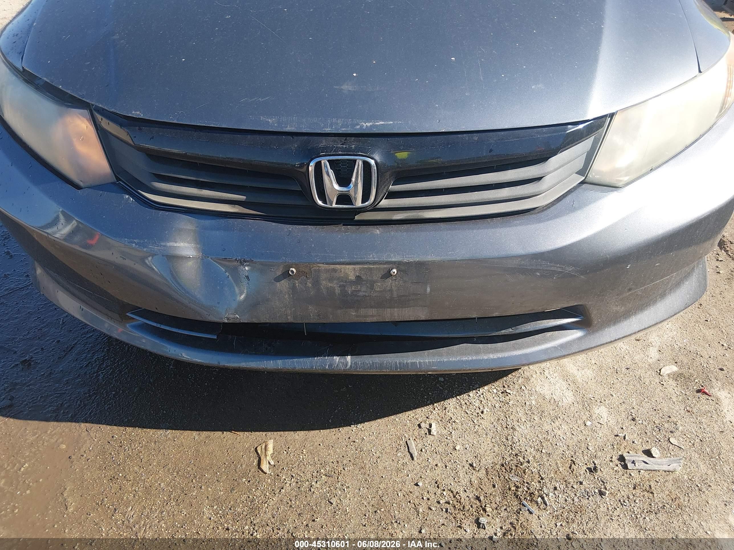 2012 Honda Civic Lx Gray vin: 19XFB2F56CE318767