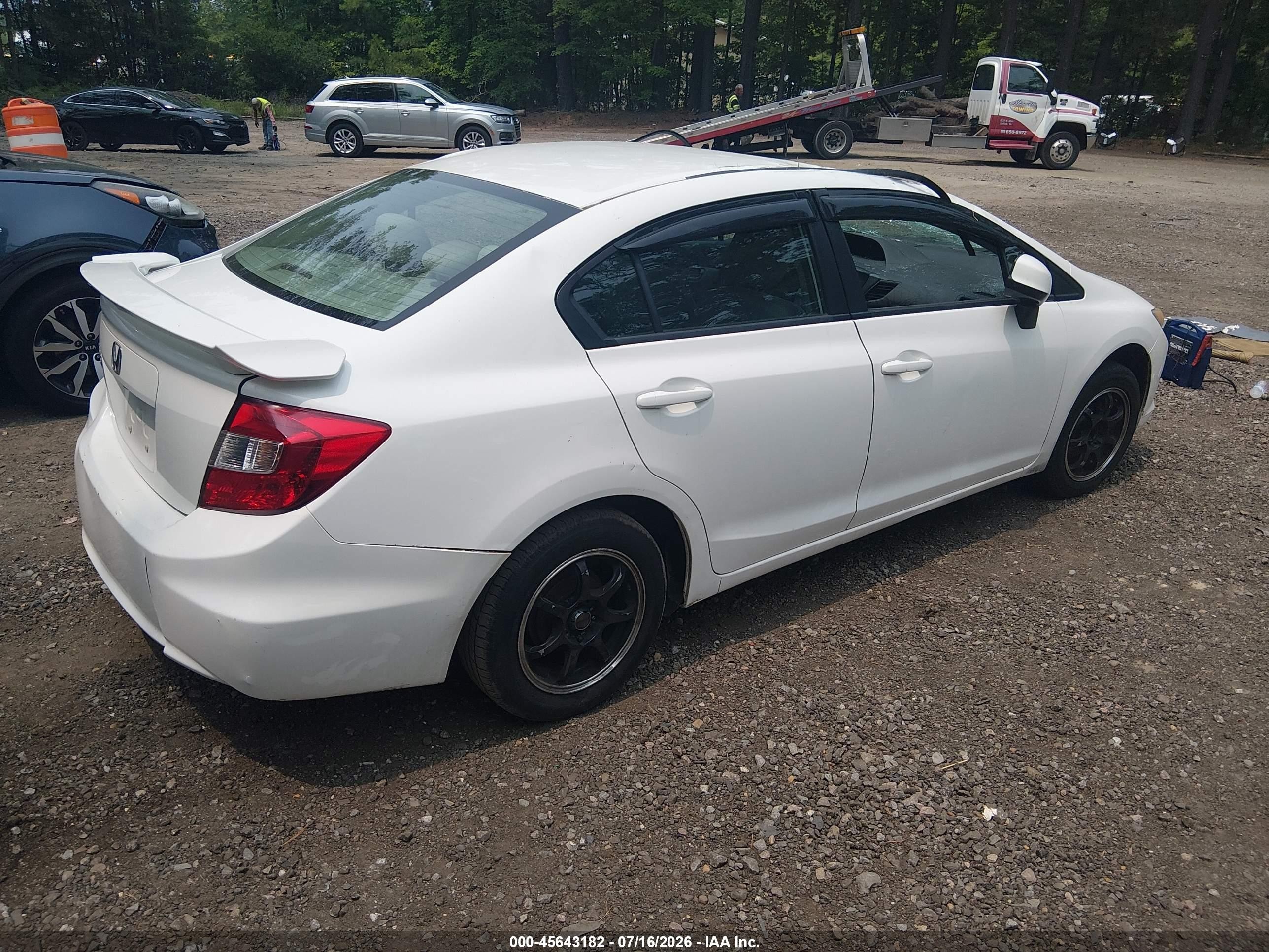 2012 Honda Civic Lx White vin: 19XFB2F56CE327453