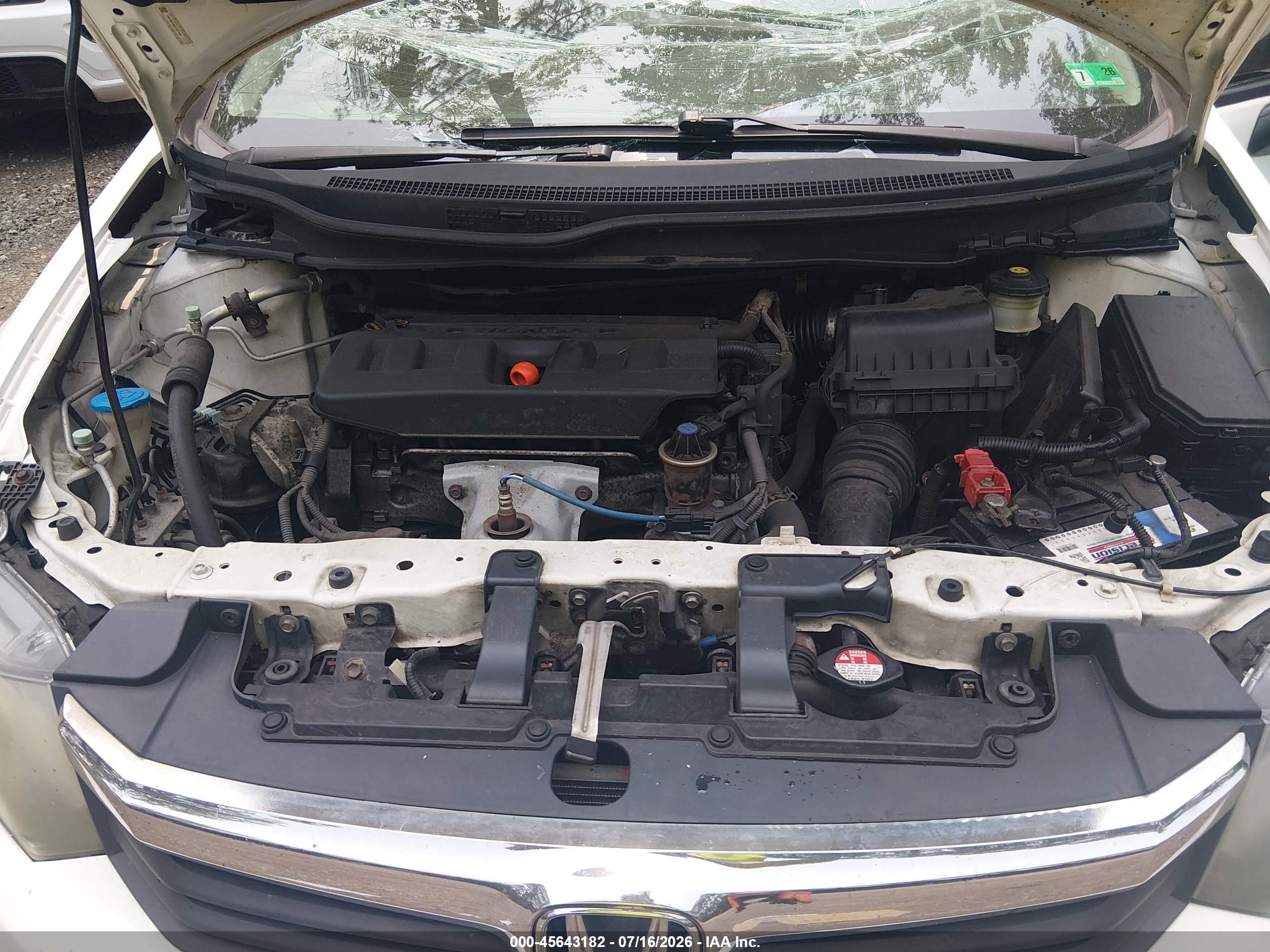 2012 Honda Civic Lx White vin: 19XFB2F56CE327453