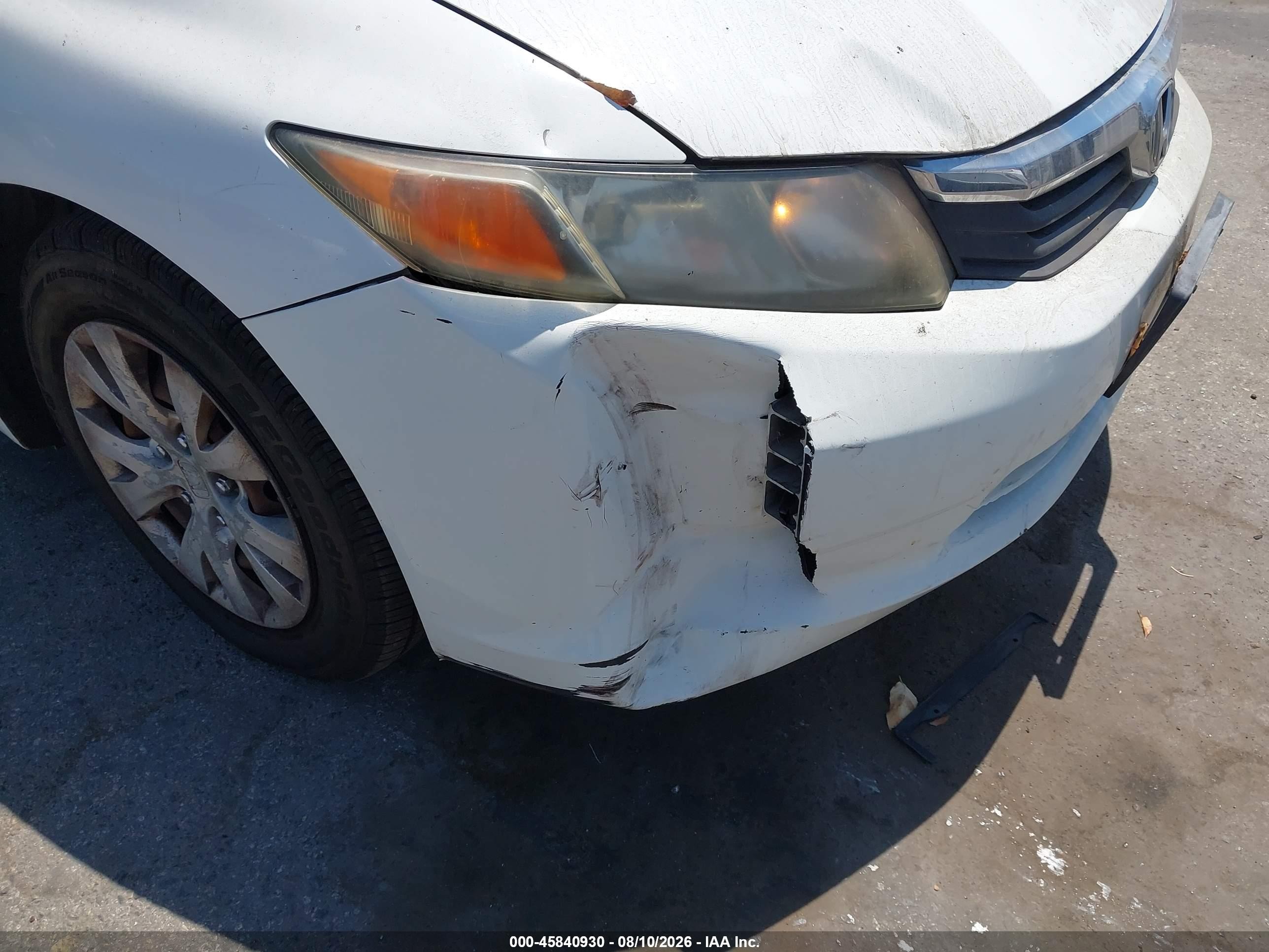 2012 Honda Civic Lx White vin: 19XFB2F56CE333947